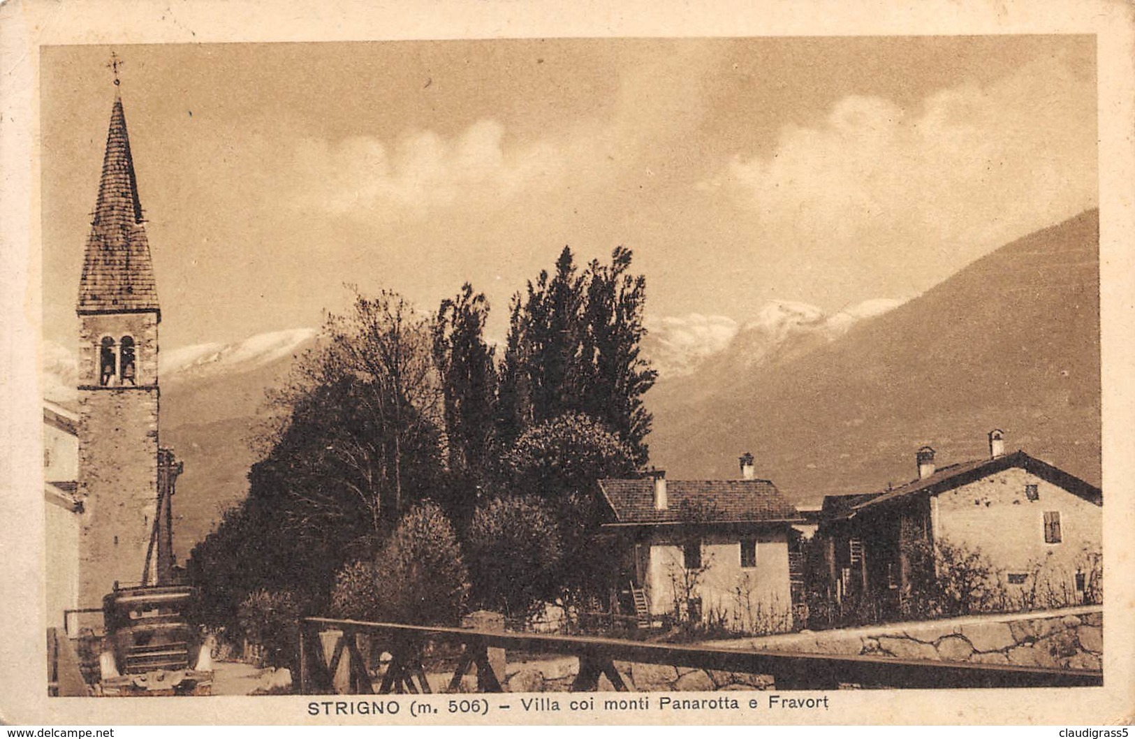 0889"STRIGNO  (TRENTO) VILLA COI MONTI PANAROTTA  E FRABOT " . ILL. ORIG. - Trento