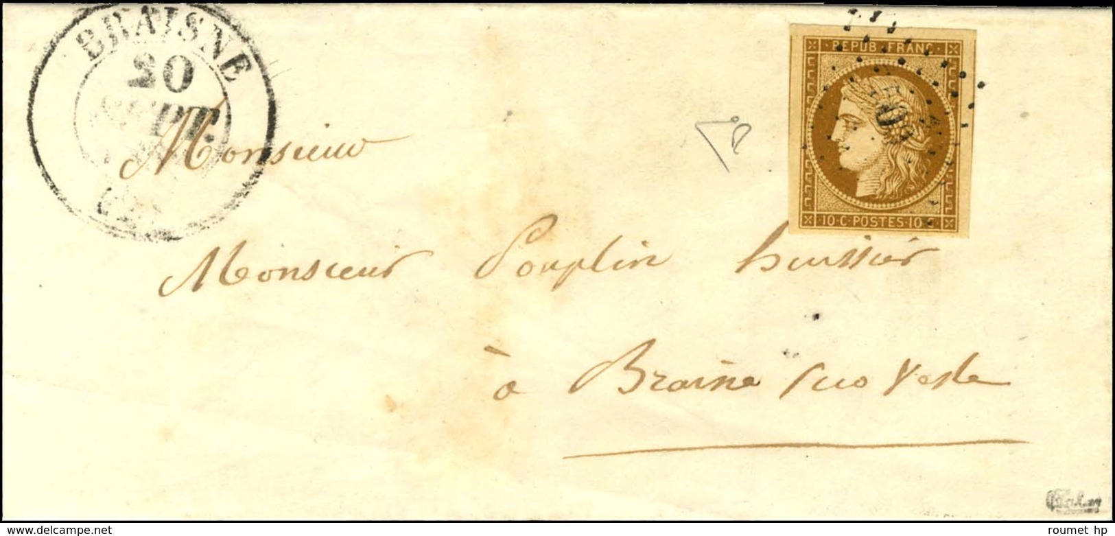 PC 500 / N° 1 Superbes Marges Càd T 13 BRAISNE (2) Sur Lettre Avec Texte Adressée Localement. - SUP. - R. - 1849-1850 Ceres
