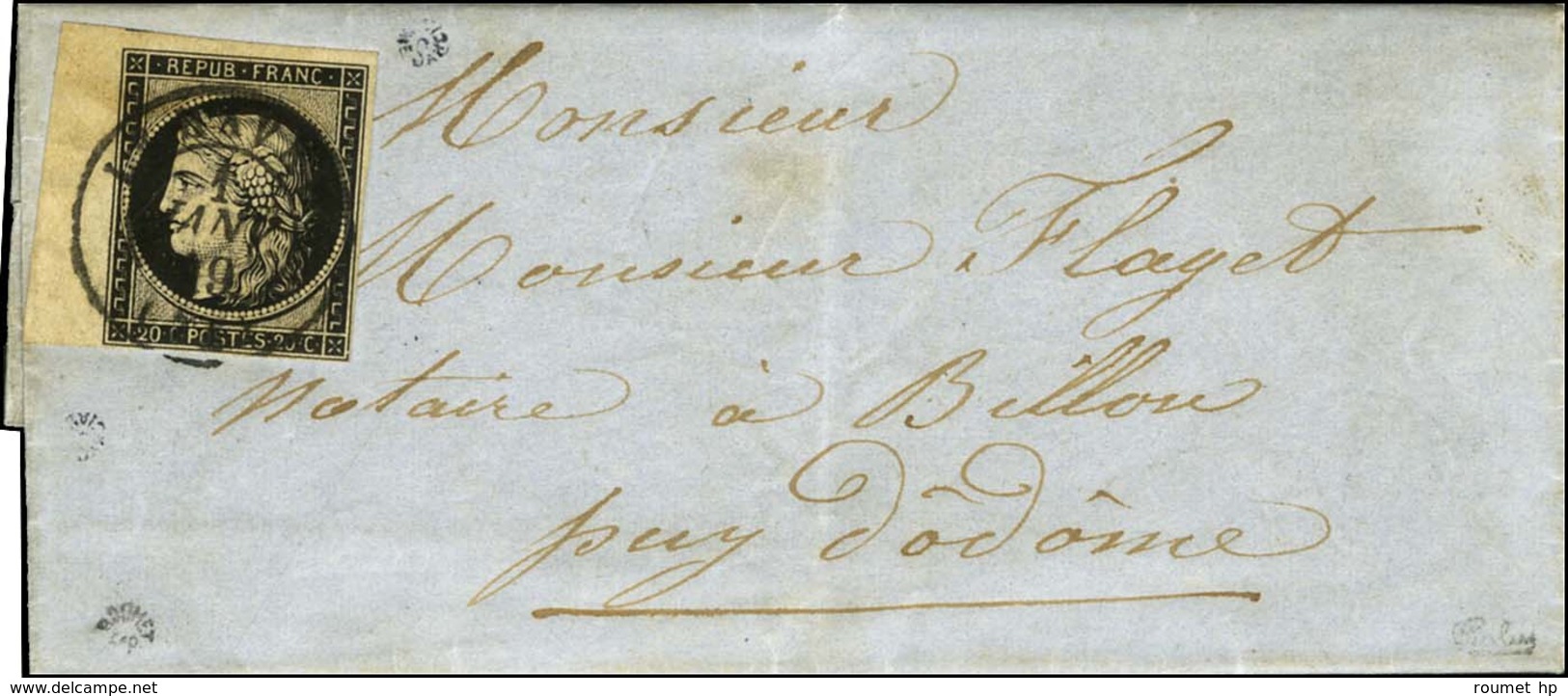 Càd T 15 LE HAVRE (74) 1 JANV. 49 / N° 3 Bdf Sur Lettre Avec Texte Daté Du Havre Le 1 Janvier 1849 Pour Billon, Au Verso - 1849-1850 Ceres