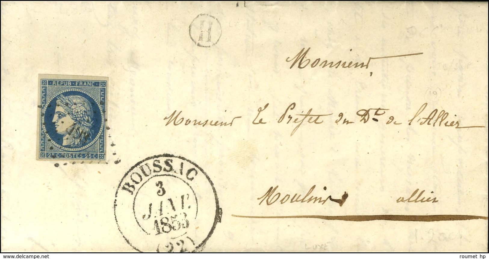 PC 493 / N° 4 Càd T 13 BOUSSAC (22) B. RUR. H Sur Lettre Avec Texte Daté De Lavaufranche Le 2 Janvier 1852. - SUP. - 1849-1850 Cérès