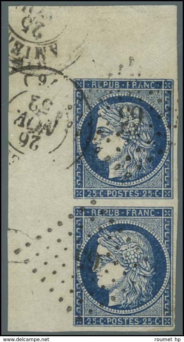 PC / N° 4 Bleu Foncé Paire Verticale Grand Cdf. 1852. - SUP. - R. - 1849-1850 Cérès