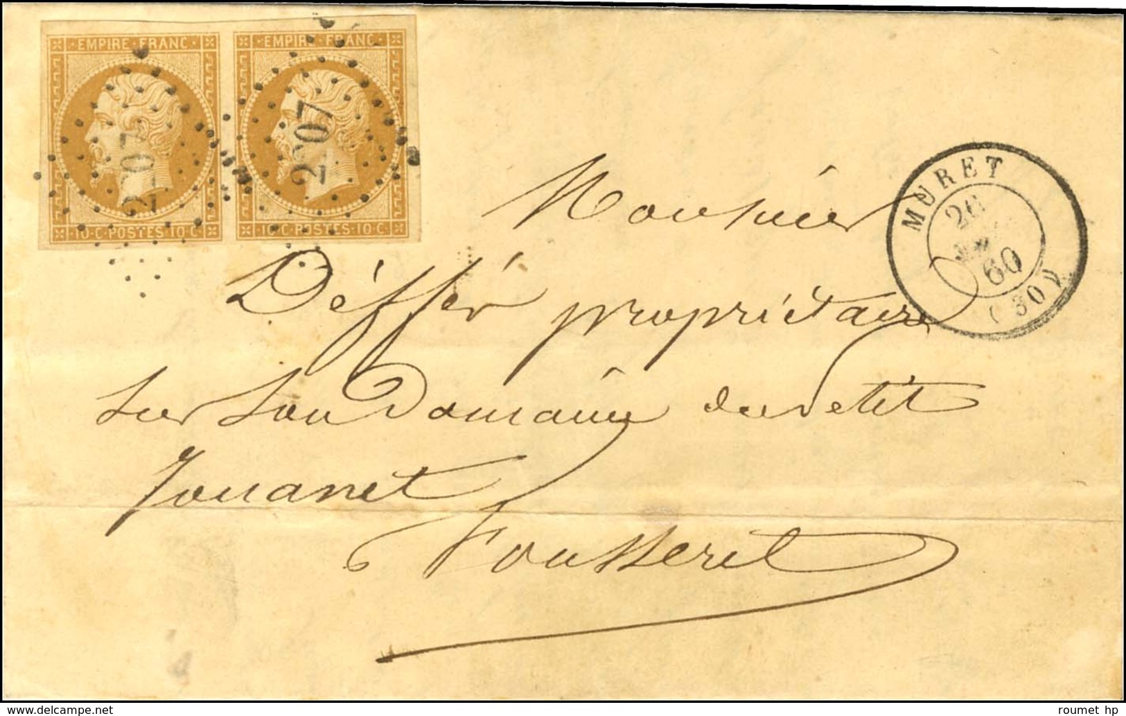 PC 2207 / N° 13 Paire Belles Marges Càd T 15 MURET (30). 1860. - SUP. - 1853-1860 Napoléon III
