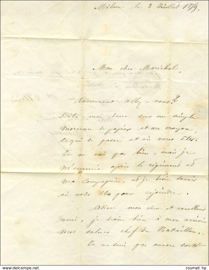 Losange A 1000 / N° 14 Càd ARMEE D'ITALIE / MILAN 4 JUIL. 59 Sur Lettre Avec Texte Daté De Milan Le 3 Juillet 1859 Adres - 1853-1860 Napoléon III