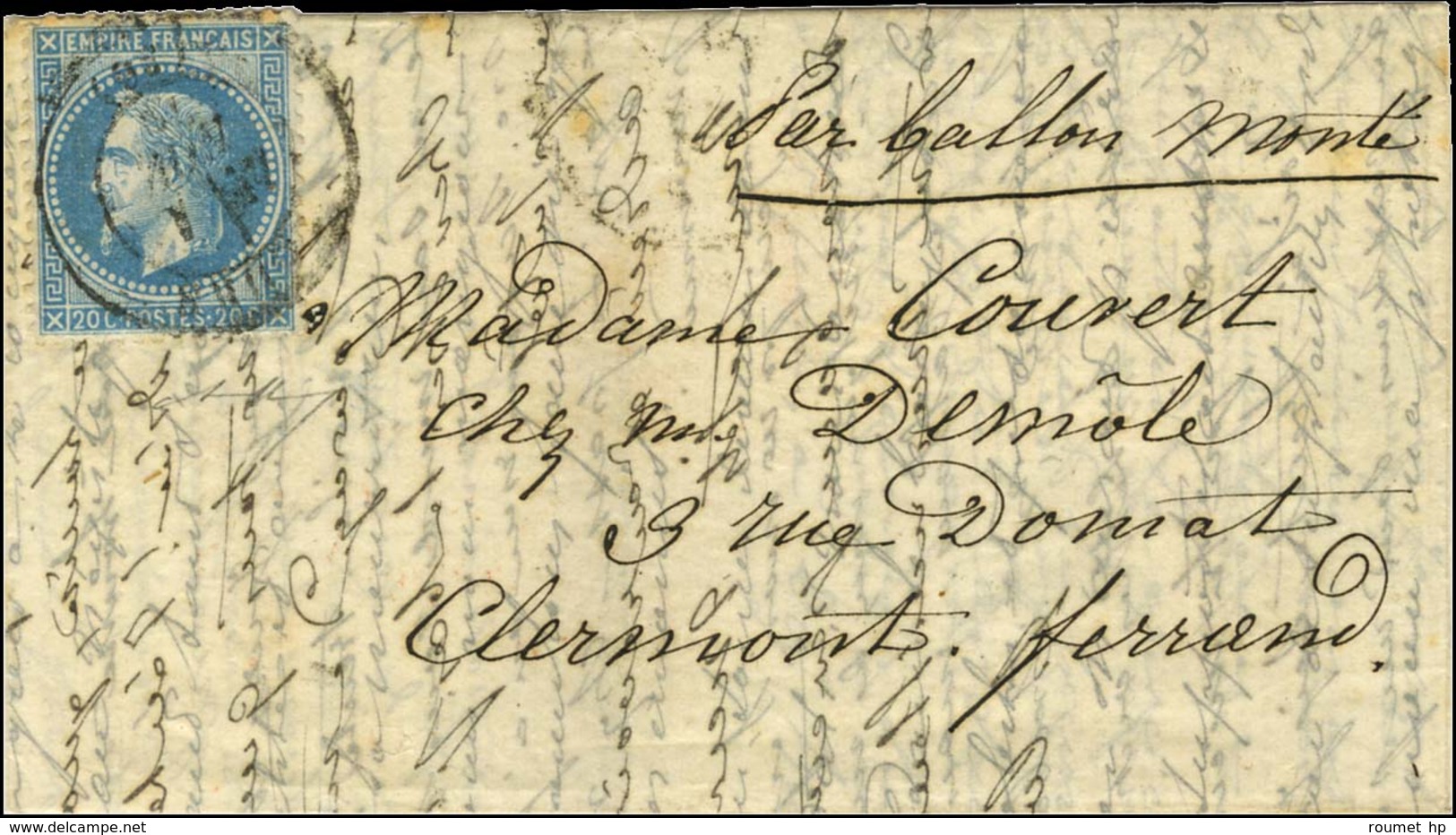 Lettre Avec Texte Daté De Paris Le 24 Octobre 1871 Pour Clermont Ferrand. Au Recto, Càd T 17 TOURS (36) 1 NOV. 70 / N° 2 - 1863-1870 Napoléon III Con Laureles