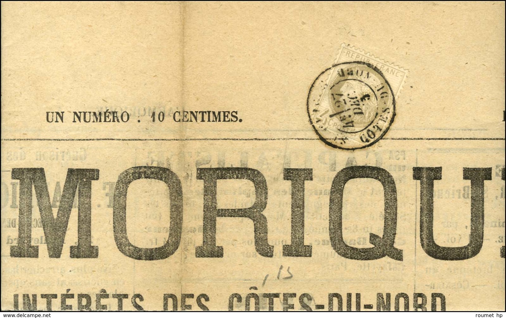 Càd T 18 St BRIEUC / CÔTES-DU-NORD / N° 52 Sur Journal Complet L'ARMORIQUE Daté Du 27 Décembre 1875. - TB / SUP. - 1871-1875 Ceres