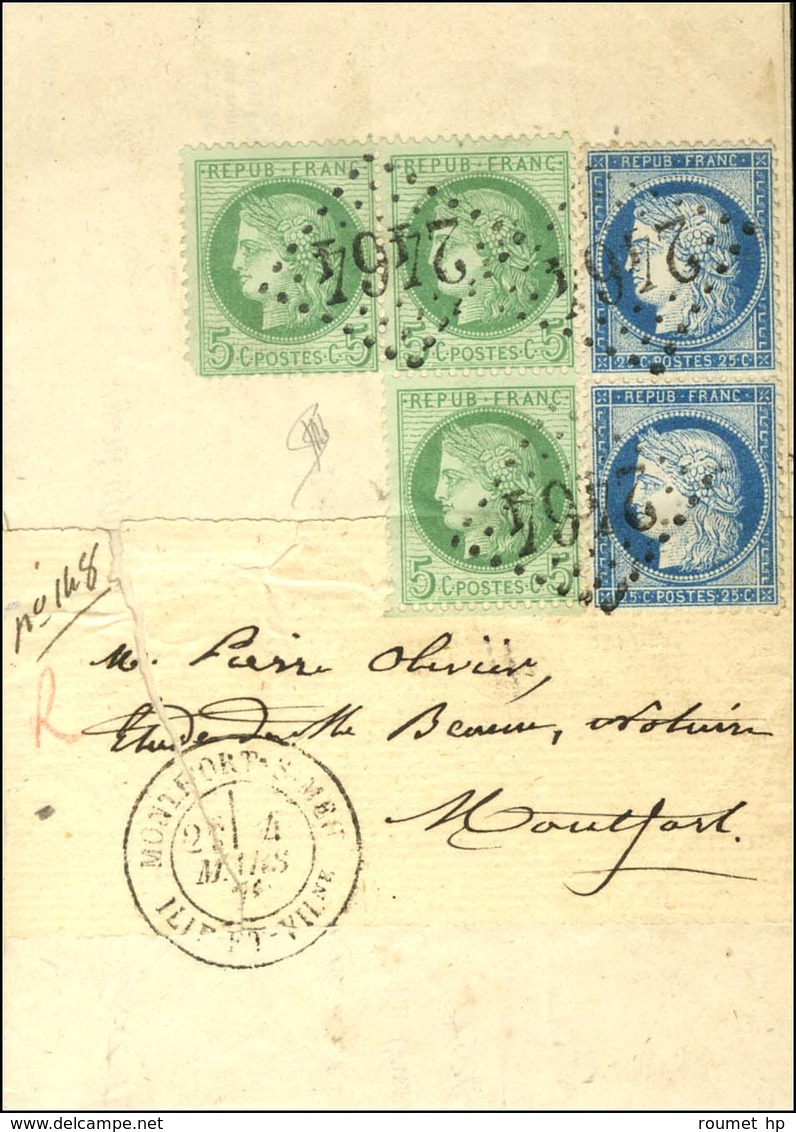 GC 2464 / N° 53 (3 En équerre) + 60 Paire Càd T 18 MONTFORT-S-MEU / ILE-ET-VILLne Sur Lettre Recommandée Adressée Locale - 1871-1875 Ceres