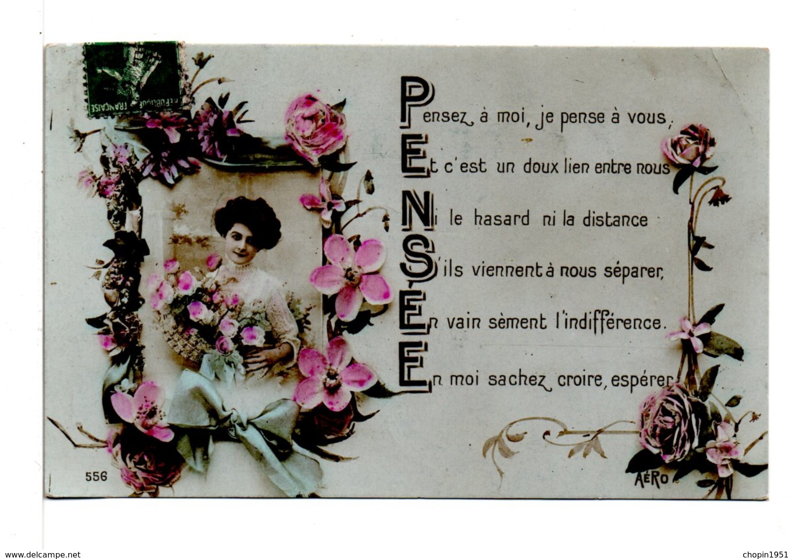 FRANCE - CACHET :  ST-ROMAIN-LA-VIRVÉE / CP PENSÉE - 1921-1960: Période Moderne