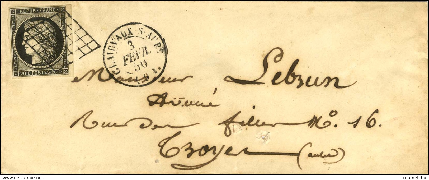 Grille / N° 3 Noir Sur Blanc Petit Bdf Càd T 15 CLERVAUX-S-AUBE (9). 1850. - SUP. - 1849-1850 Ceres