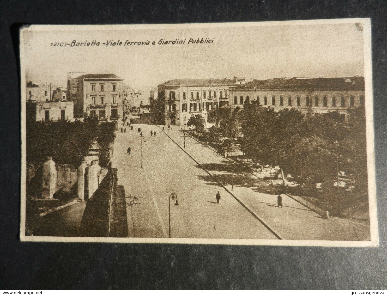 20010) BARLETTA VIALE FERROVIA E GIARDINI PUBBLICI VIAGGIATA 1930 RARA - Barletta