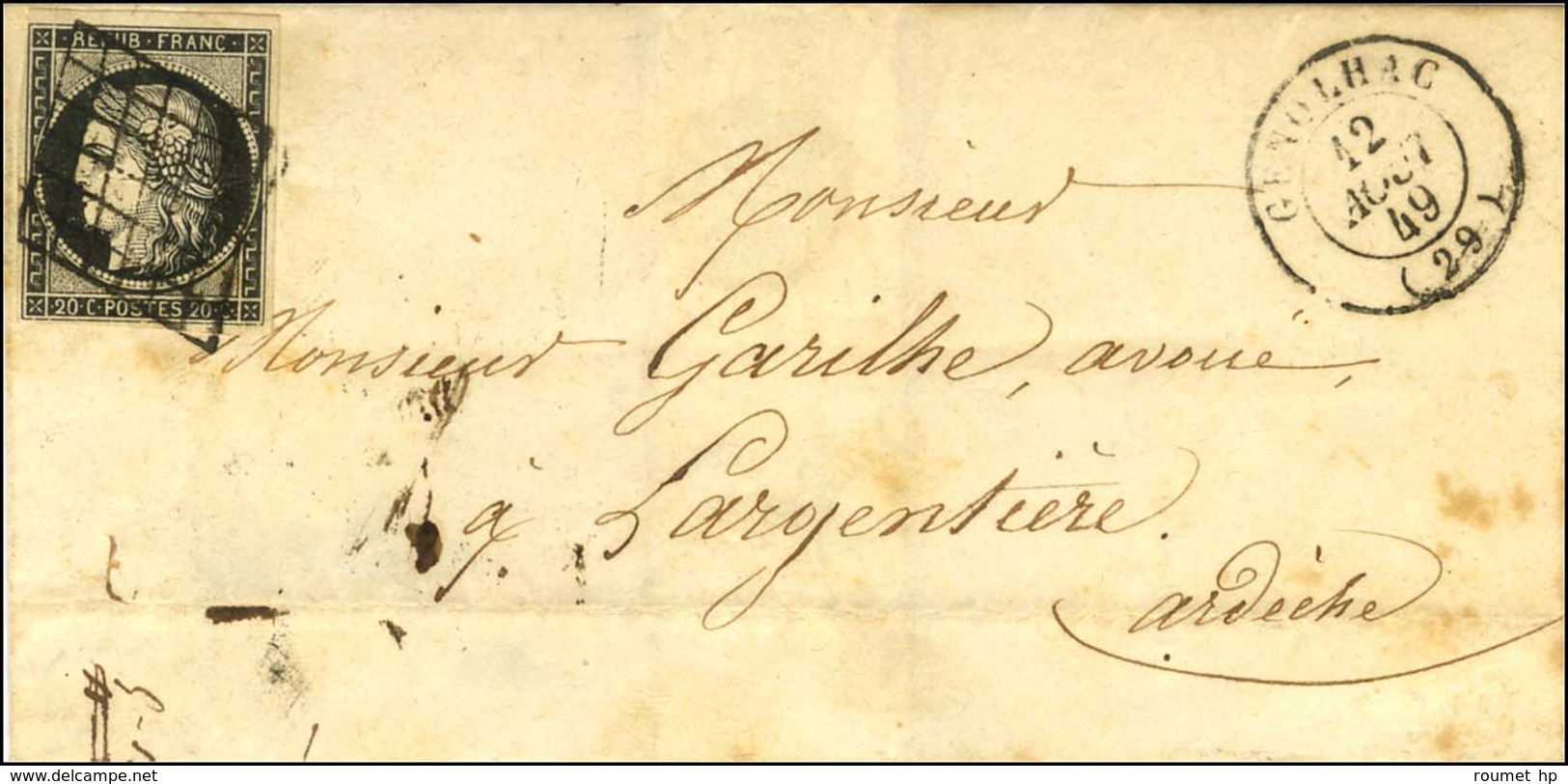 Grille / N° 3 Càd T 15 GENOLHAC (29). 1849. - TB. - 1849-1850 Ceres
