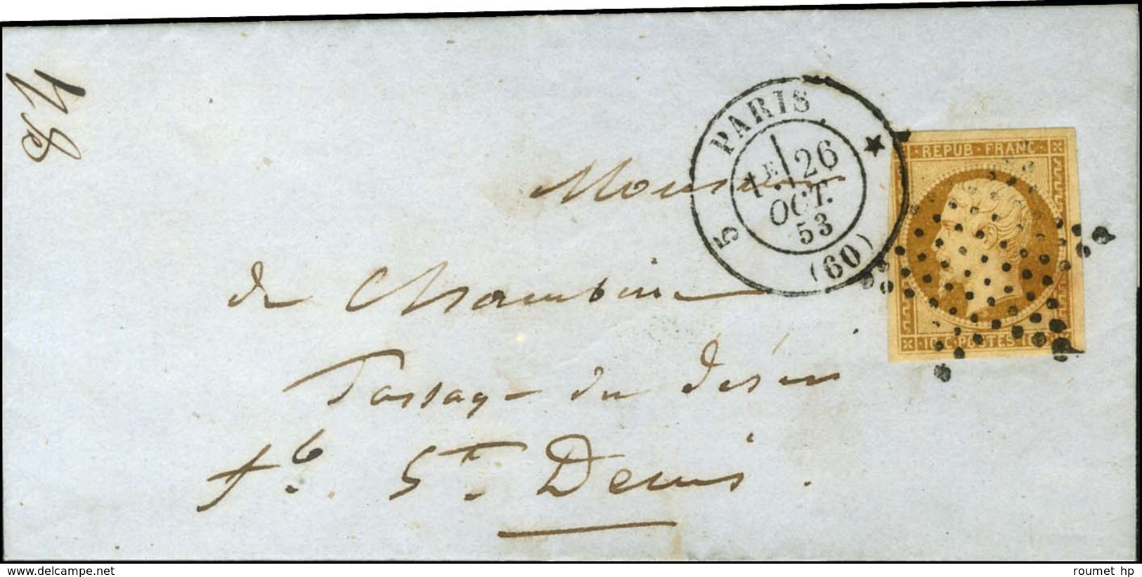 Etoile / N° 9 Infime Def Càd 5 PARIS * (60) (Pothion N° 1335) Sur Lettre Avec Texte De Paris Pour Paris. 1853. - TB. - R - 1852 Louis-Napoleon