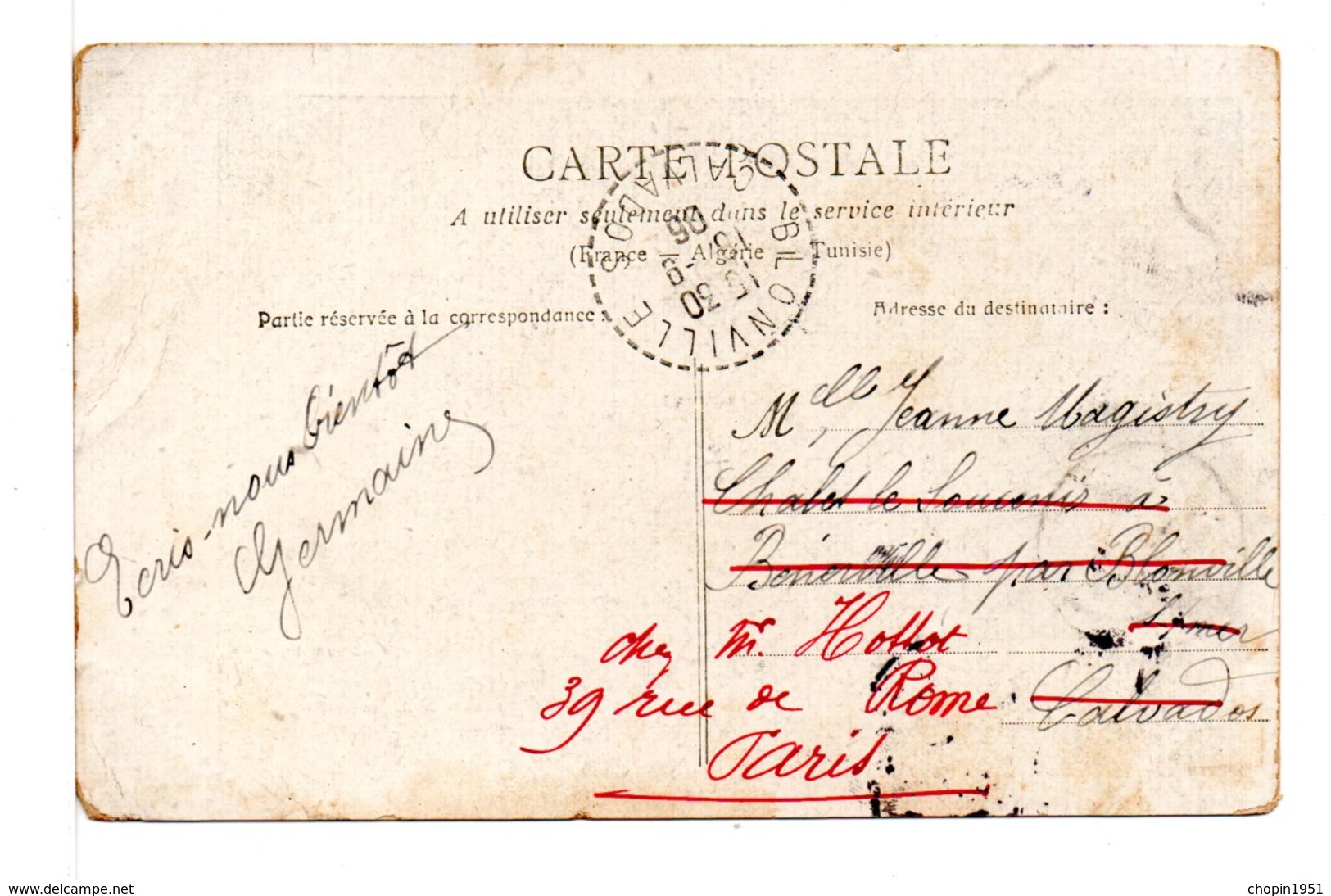 FRANCE - CACHET :  BLONVILLE (CALVADOS) / CPA LE PREMIER AVEU - 1877-1920: Semi Modern Period