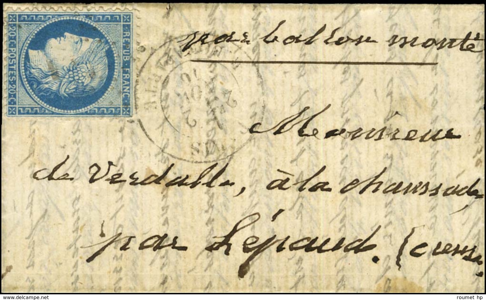 GC 2488 / N° 37 Càd PARIS / MONTMARTRE 2 NOV. 70 Sur Lettre Pour Lepaud (Creuse). Au Verso, Càd D'arrivée CHAMBON 8 NOV. - Guerra De 1870