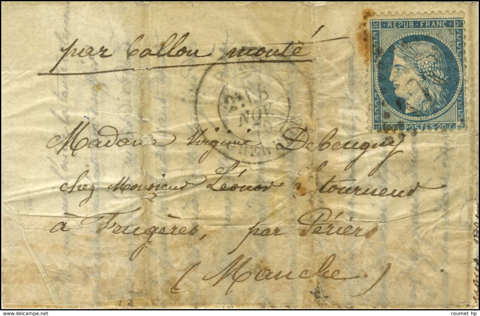 GC 1715 / N° 37 Càd PARIS / GRENELLE 8 NOV. 70 Sur Lettre Pour Fougères. Au Verso, Càd D'arrivée 1 DEC. 70. LE DAGUERRE  - Guerra De 1870