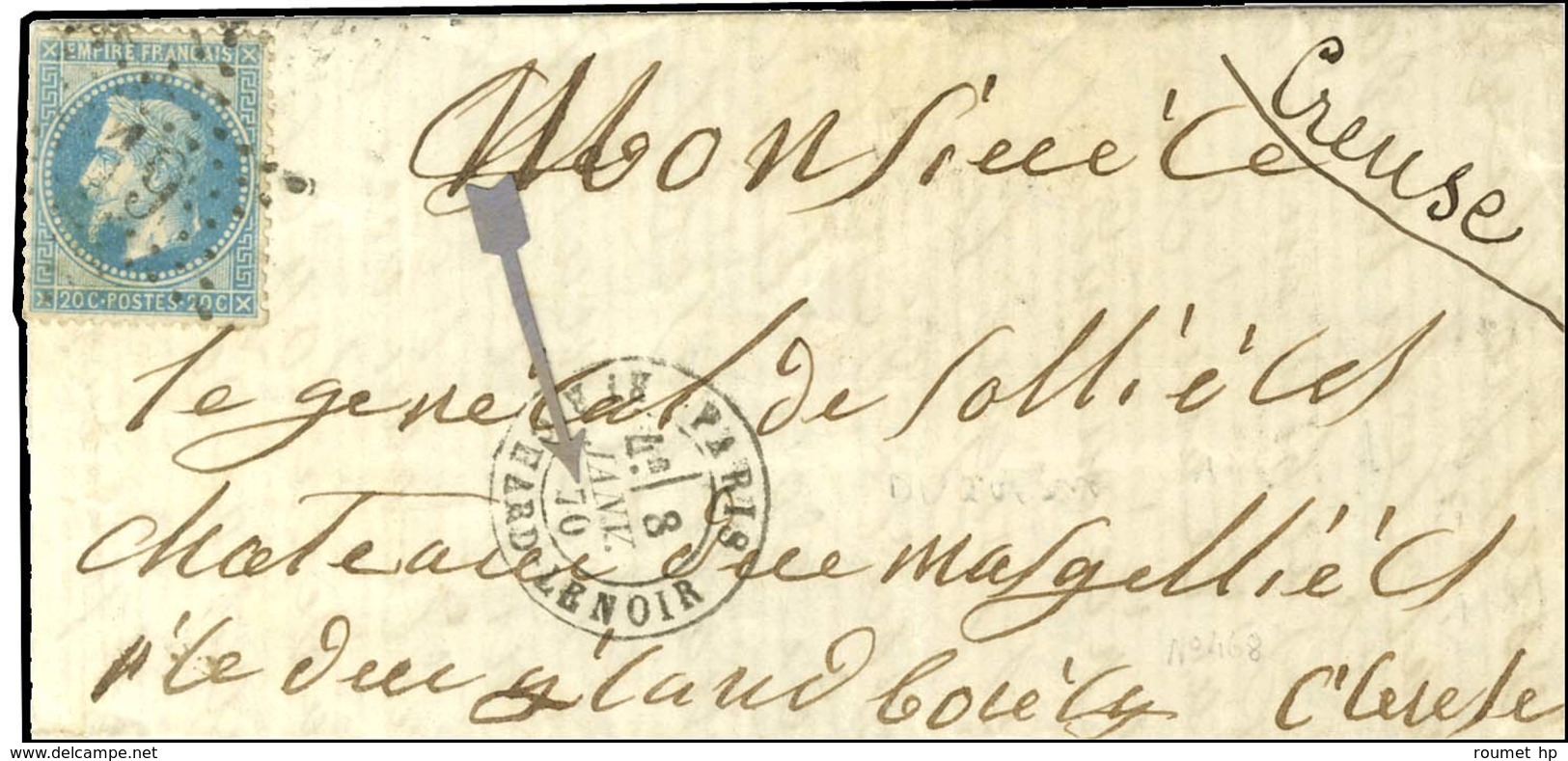 Etoile 19 / N° 29 Càd PARIS / BT RICHARD LENOIR 8 JANV. 70 (erreur De Millésime 70 Au Lieu De 71) Sur Lettre Pour Grand  - Guerra De 1870