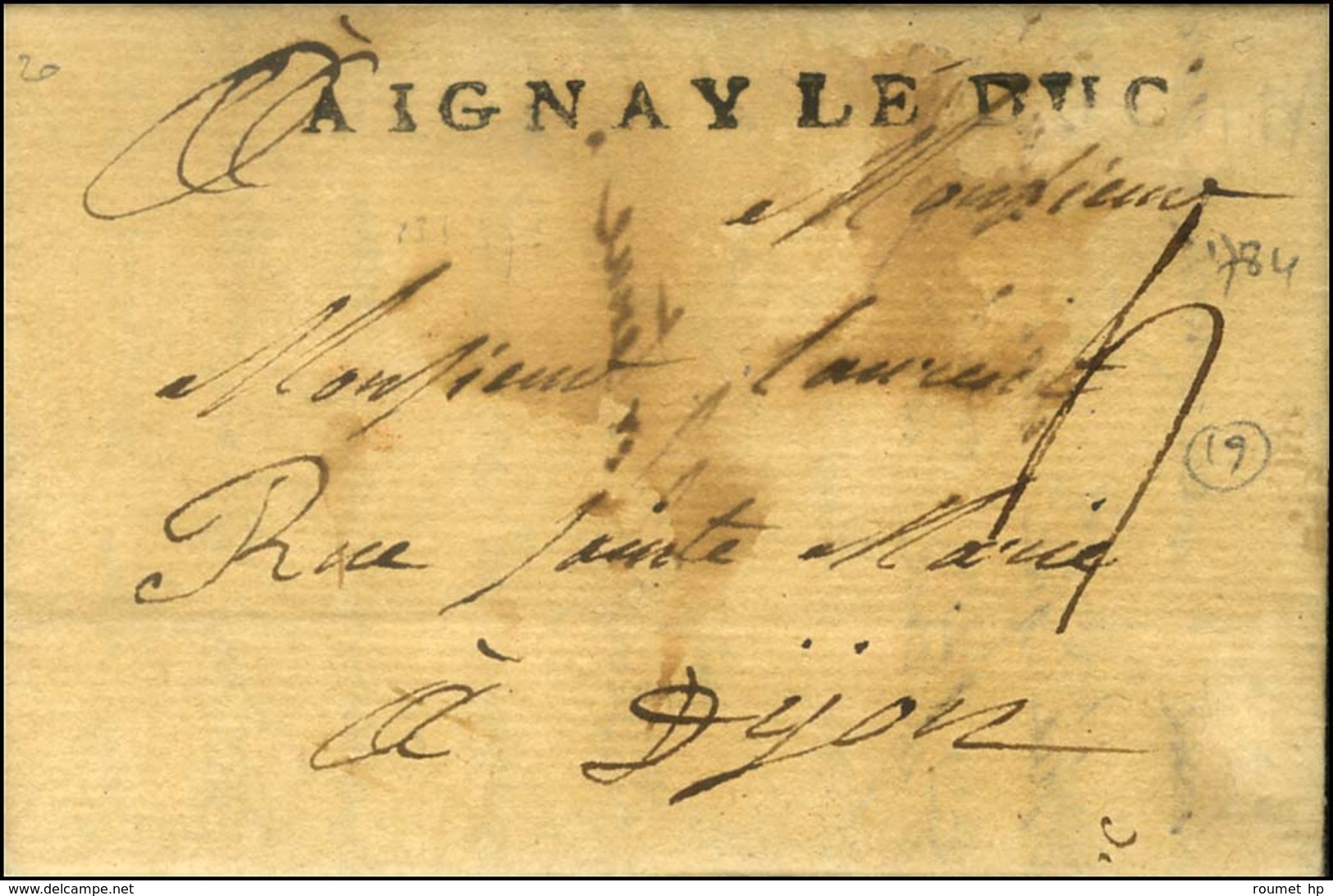 AIGNAY LE DUC (L N° 1). 1784. - TB. - 1701-1800: Precursores XVIII