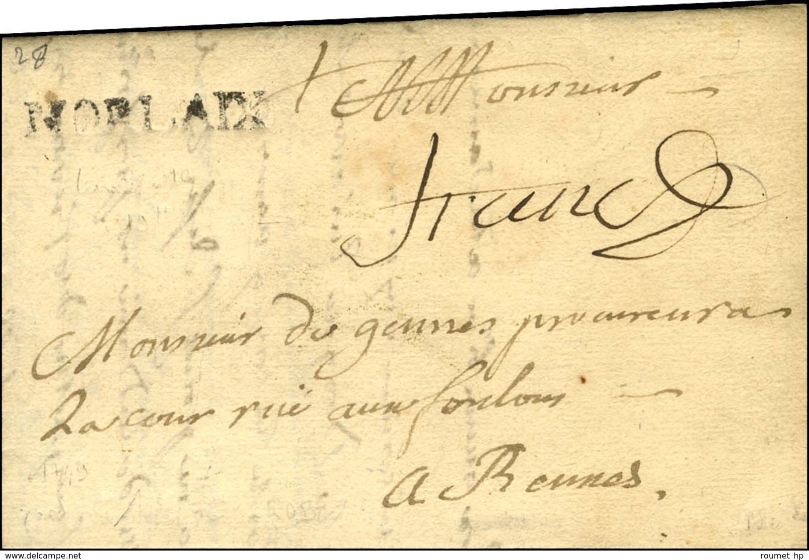 MORLAIX (L N° 7) + '' Franc '' (L N° 19). 1749. - TB. - 1701-1800: Precursores XVIII