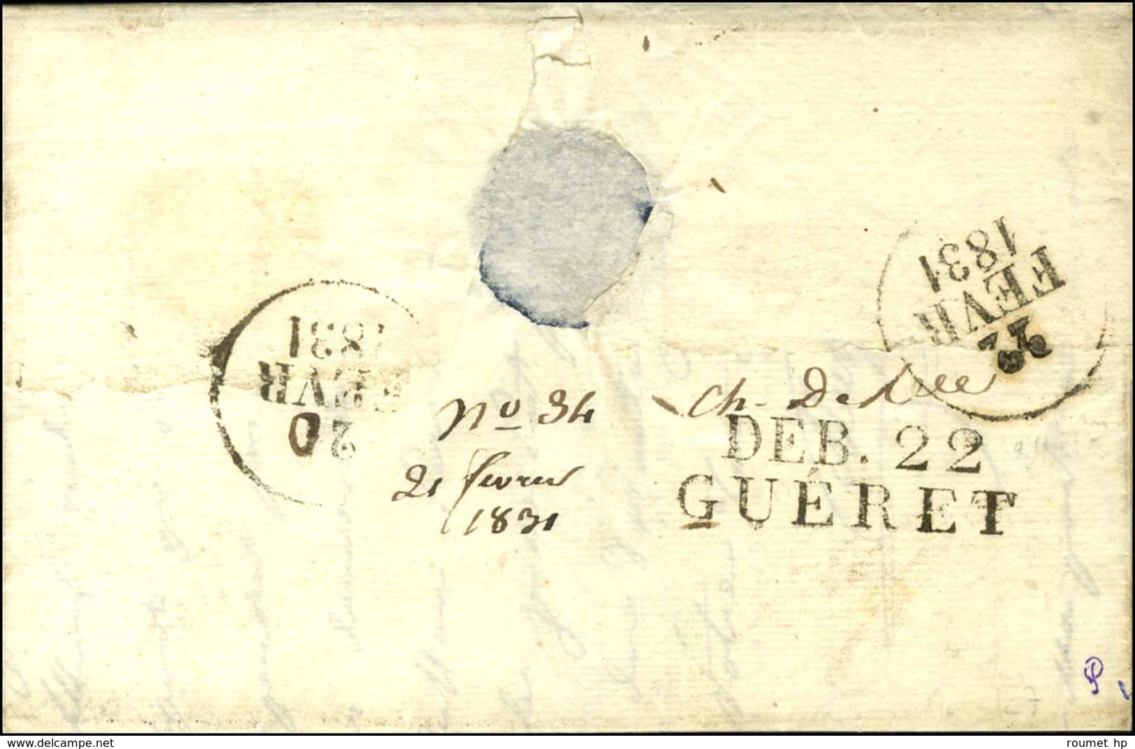 DEB. 22 / GUERET (35 X 11 Mm). 1831. - SUP. - R. - 1801-1848: Precursores XIX