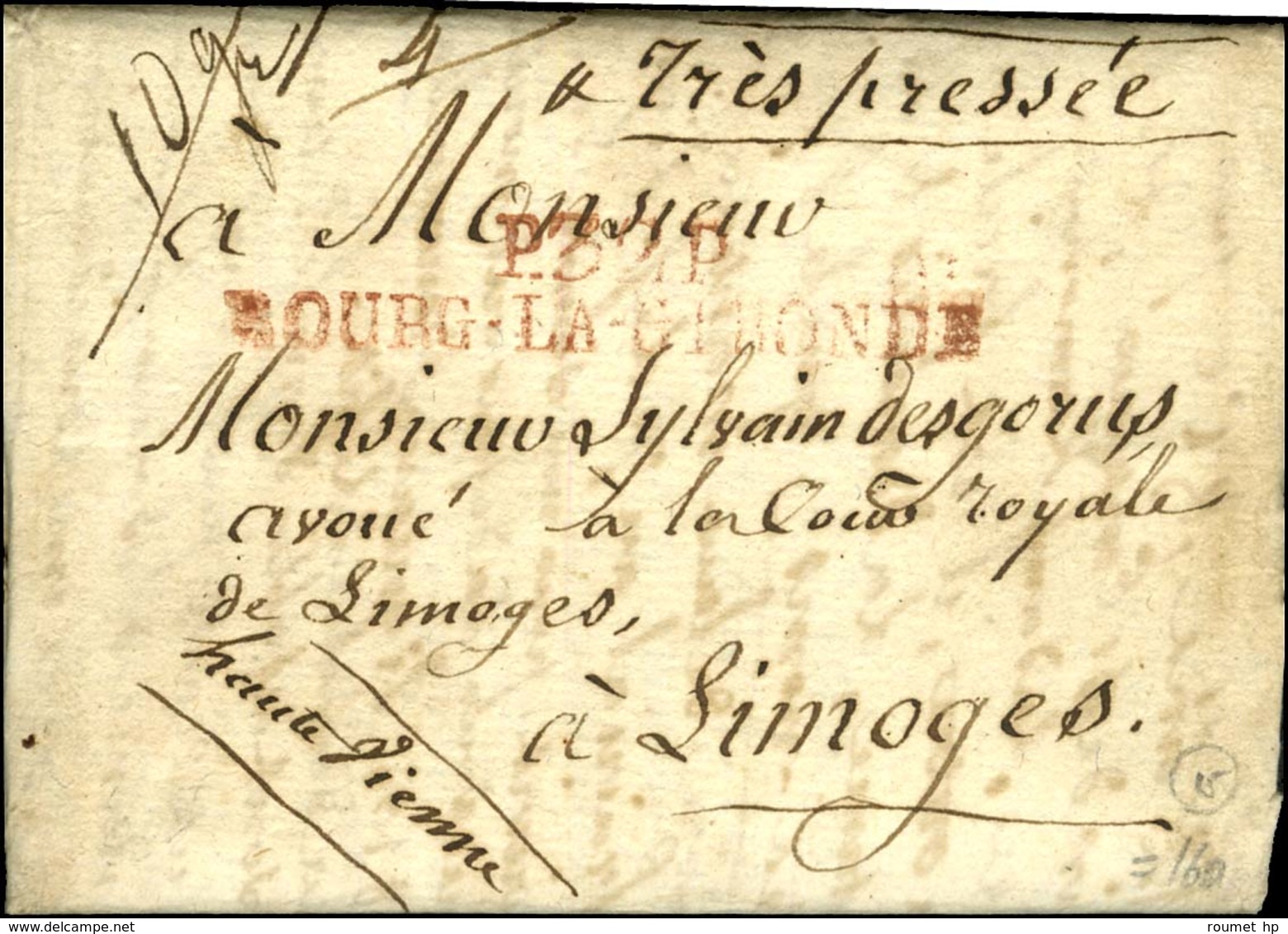 P.32.P. / BOURG-LA-GIRONDE Rouge. 1822. - TB. - 1801-1848: Voorlopers XIX
