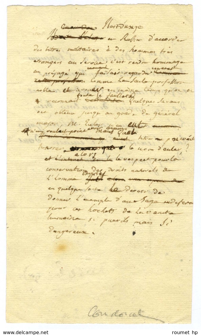 CONDORCET Nicolas De Caritat, Marquis De (1743-1794), Mathématicien Et Homme Politique, De L'Académie Française. - Otros & Sin Clasificación
