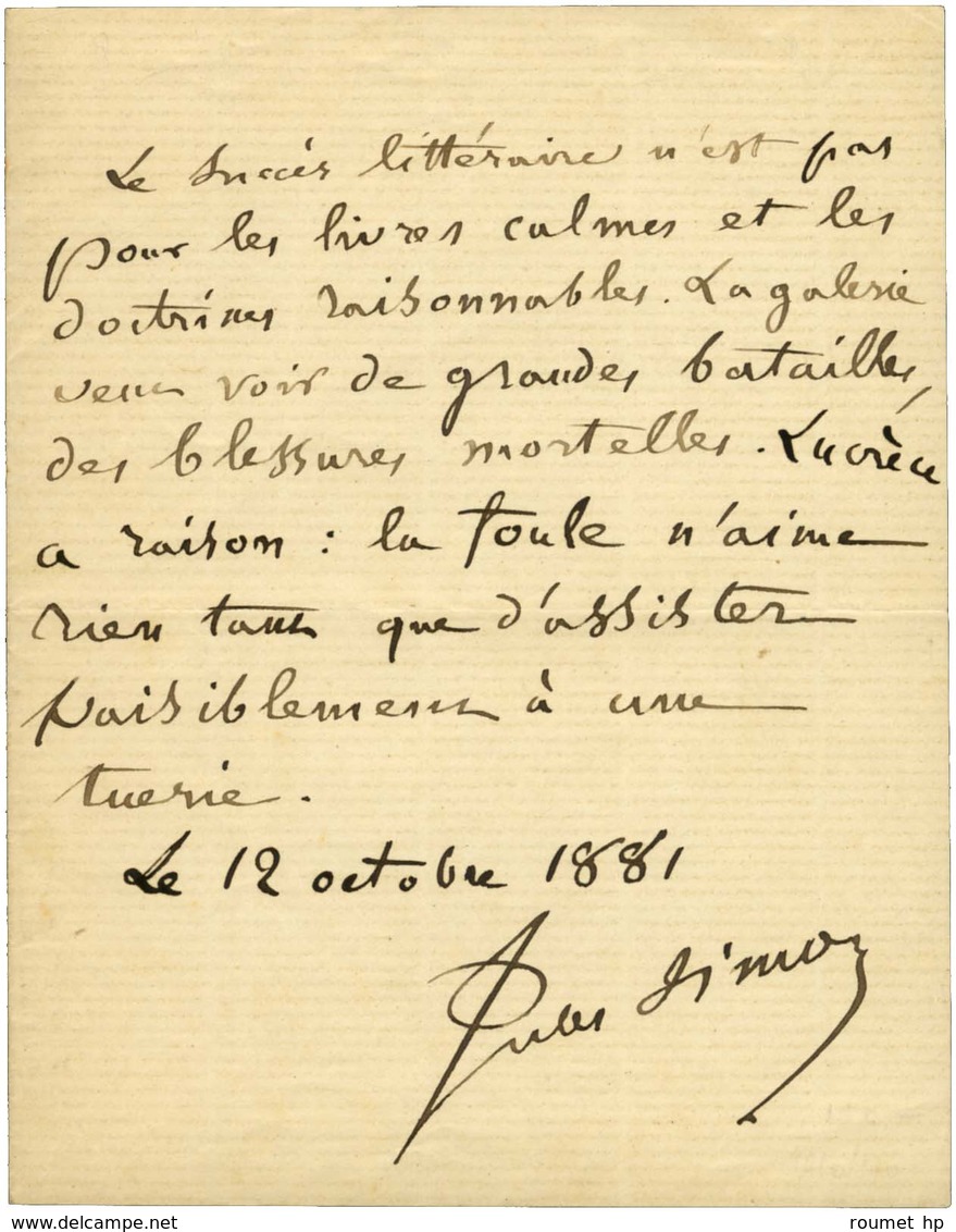 SIMON Jules, Jules François Simon Suisse, Dit (1814-1896), Philosophe Et Homme D'état. - Otros & Sin Clasificación