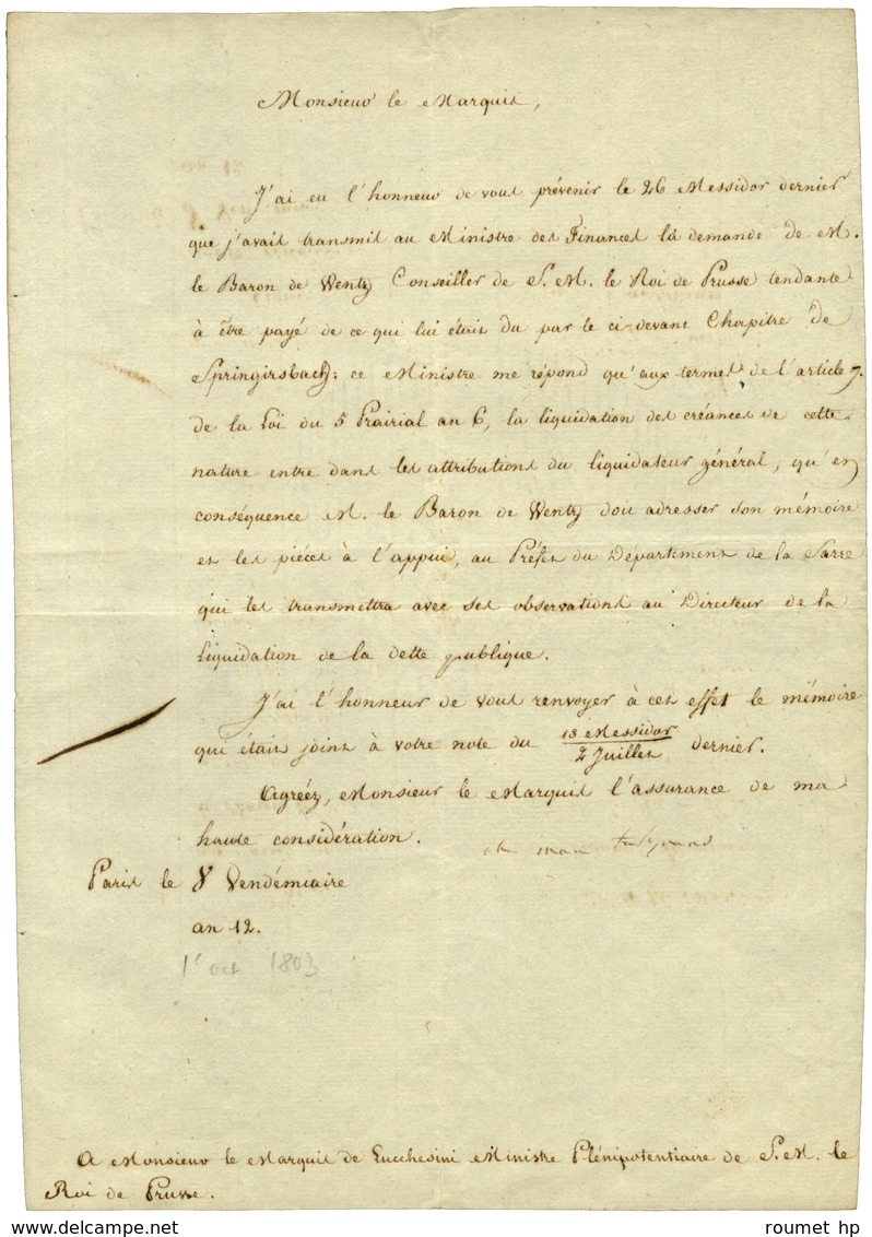 TALLEYRAND-PÉRIGORD Charles Maurice De, Prince De Bénévent (1754-1838), Homme Politique. - Otros & Sin Clasificación