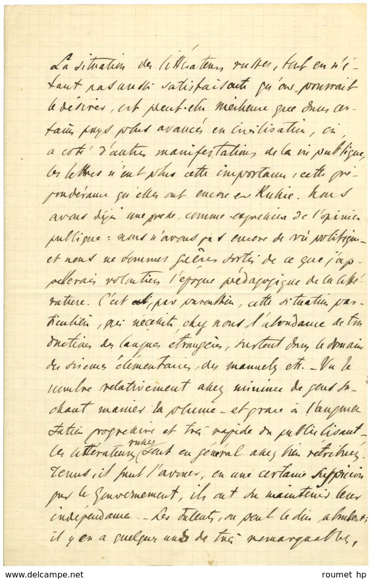 TOURGUENIEV Ivan Sergueïevitch (1818-1883), écrivain Russe. - Otros & Sin Clasificación