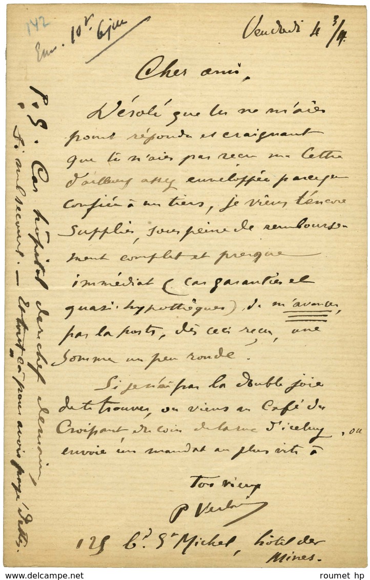 VERLAINE Paul (1844-1896), écrivain Et Poète. - Otros & Sin Clasificación