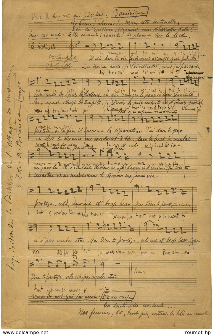 ZOLA Émile (1840-1902), écrivain - BRUNEAU Alfred (1857-1934), Chef D'orchestre Et Compositeur. - Otros & Sin Clasificación