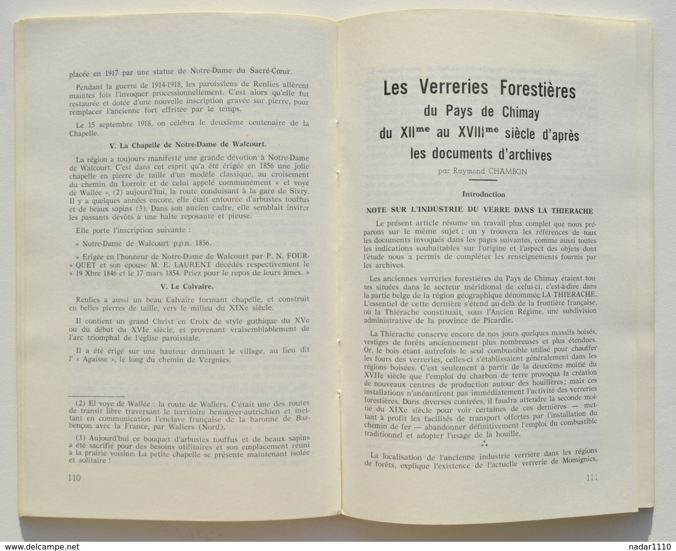 Publications D'Histoire Régionale De RANCE 1959-1960 : Verreries De CHIMAY, Montbliart, Beaumont, Froidchapelle, Renlies - Belgique