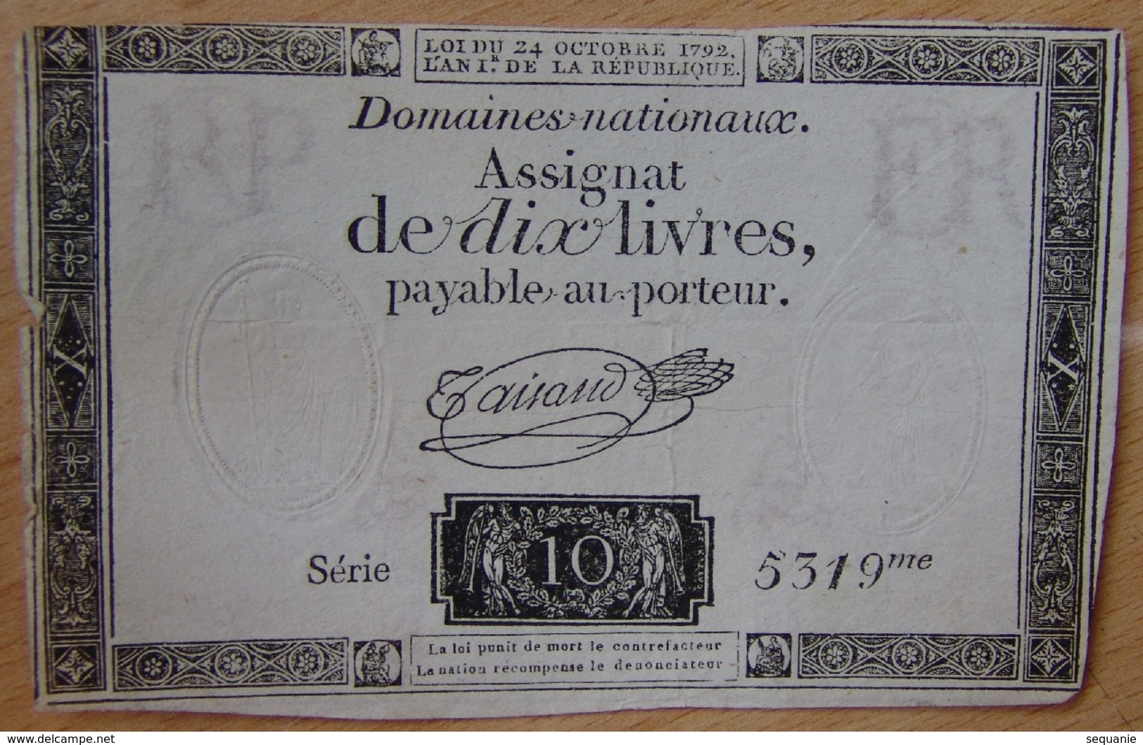 Assignat - 10 Livres FRANCE 24-10-1792   Ass.36b - Assignats