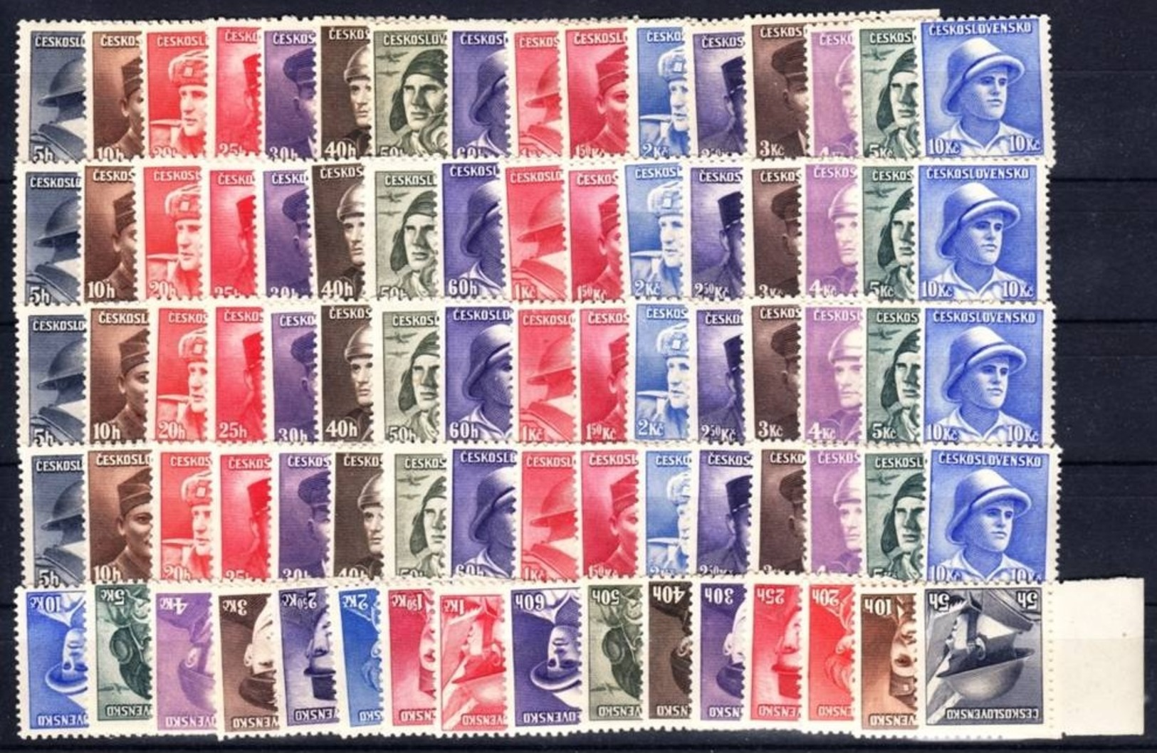 1945 Czechoslovakia MNH - Mi 439-454 ** MNH SOLDIER - ARMY - MILITARY (5x) - Nuovi