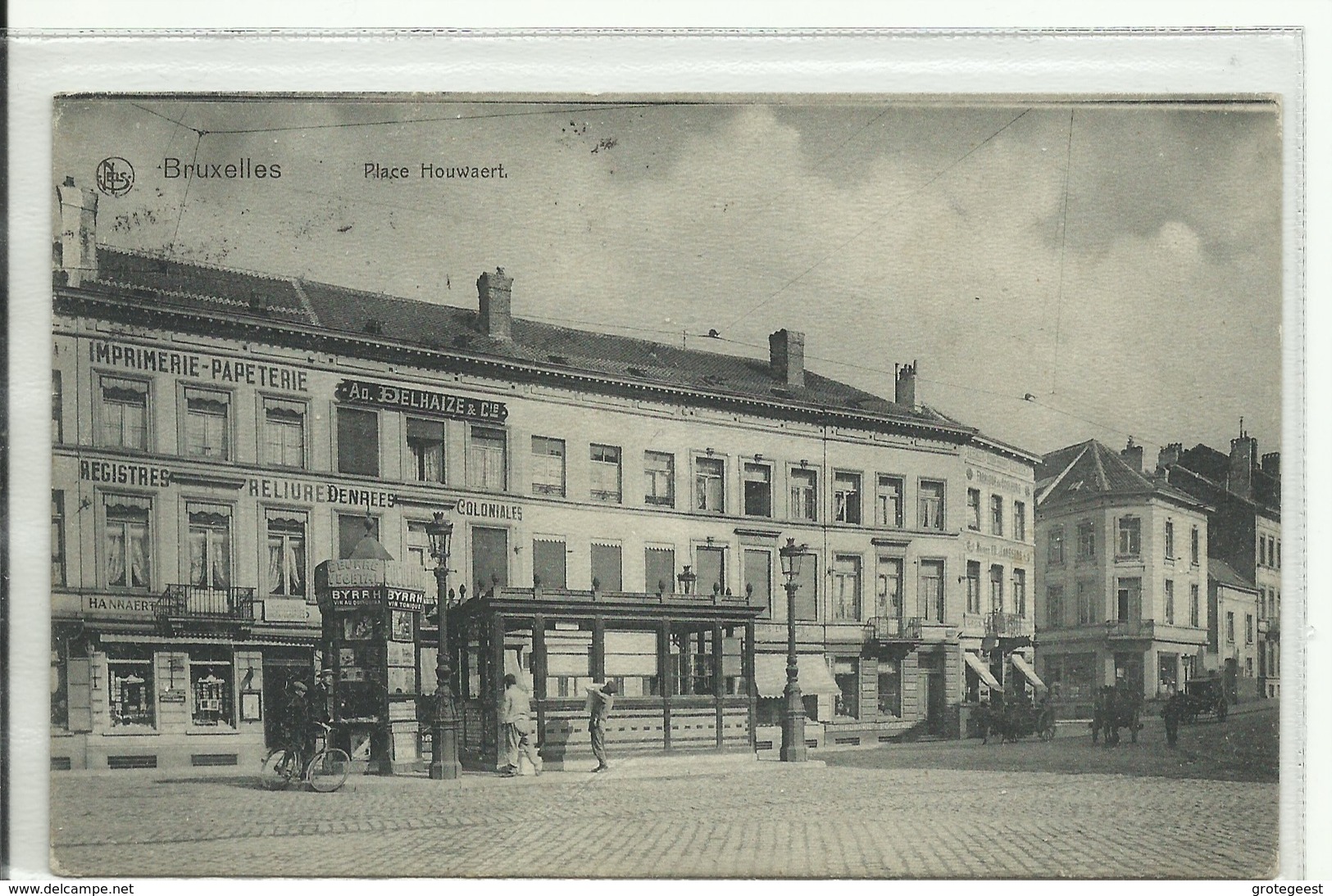 CP.Bruxelles-Schaerbeek (ex-Collection DELOOSE) - Place HOUWAERT Imprimeur Papeterie HANNAERT Et DELHAIZE Denrées Coloni - Schaerbeek - Schaarbeek