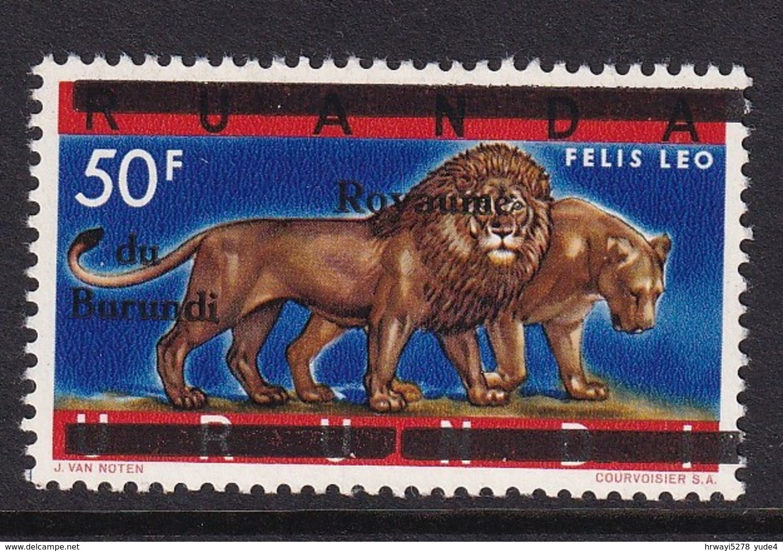 Burundi 1962, Lion, Overprint, Minr 24, MNH. Cv 3,50 Euro - Nuovi