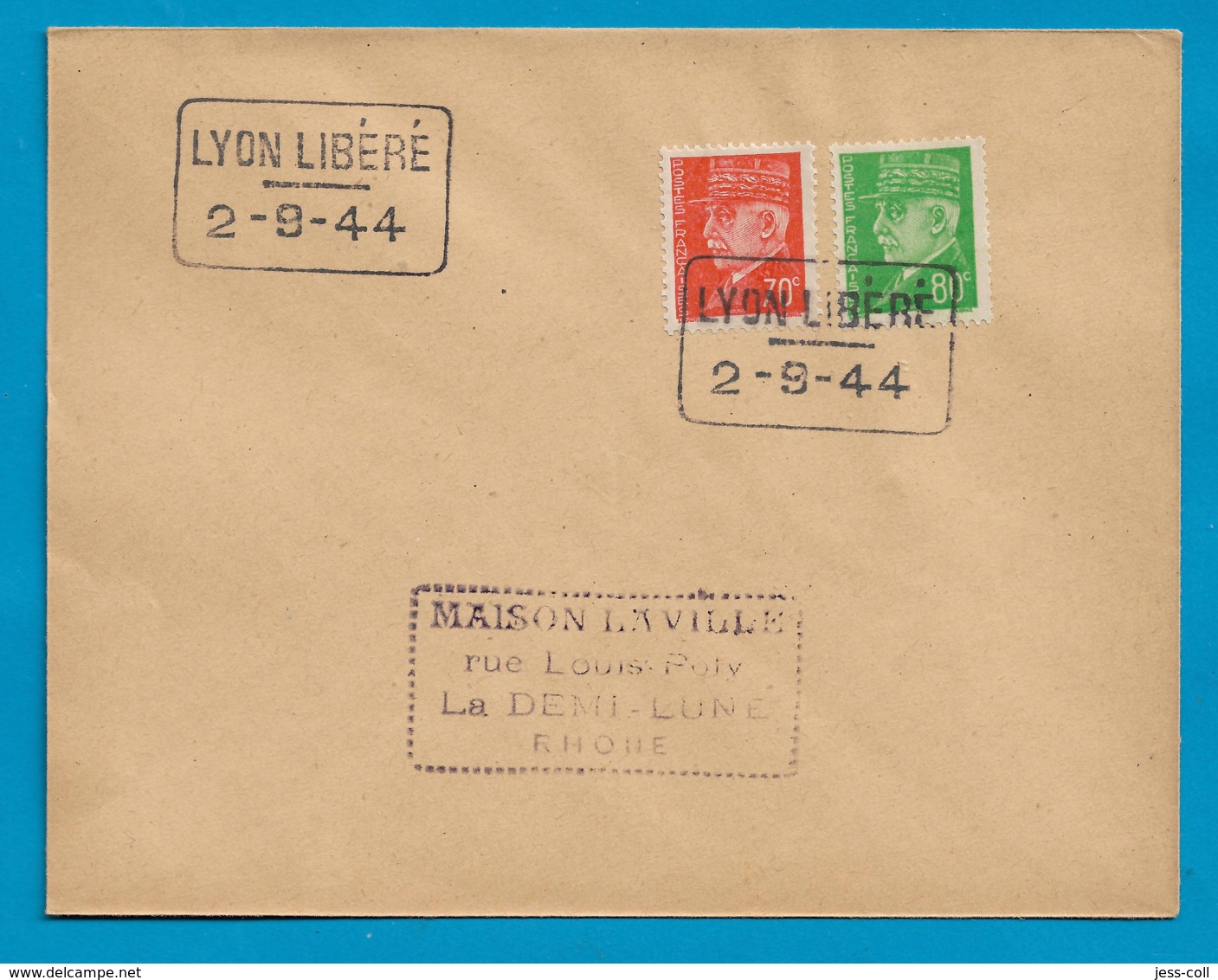 Cachet "Lyon Libéré 2-9-44" Sur Lettre Avec Maury 511 Et 513 - Liberation