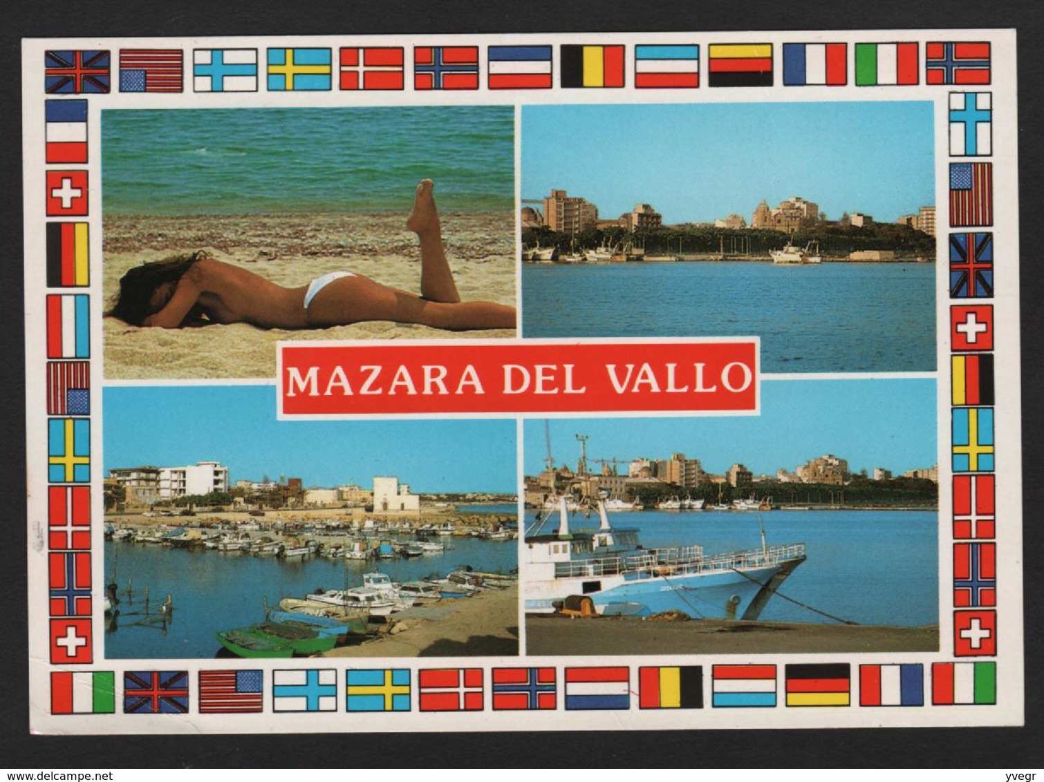 Italie - MAZARA DEL VALLO Le Port , Femme Aux Seins Nus Sur La Plage - Mazara Del Vallo