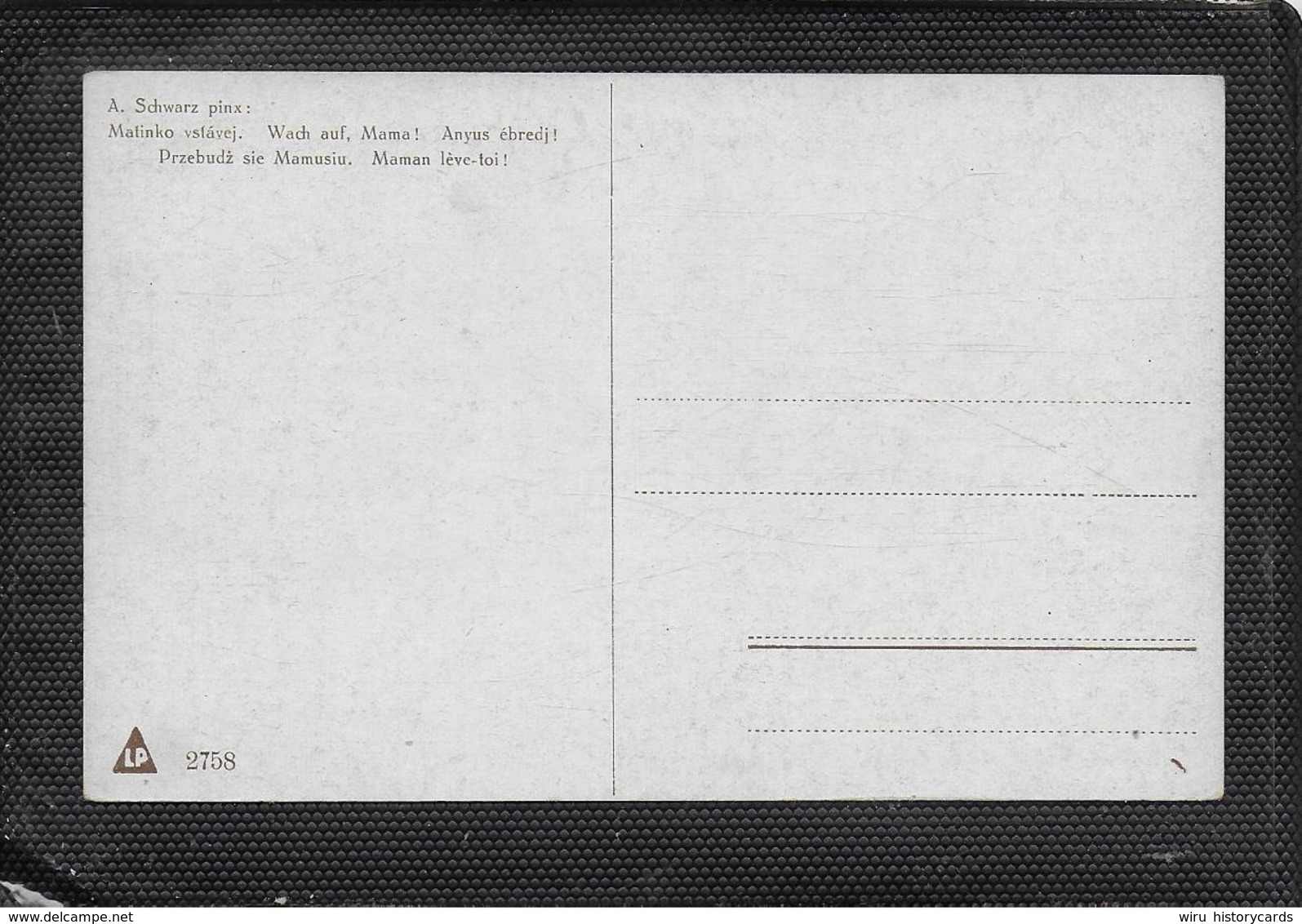 AK 0397  Schwarz , A. - Wach Auf , Mama / Künstlerkarte Um 1910-20 - Malerei & Gemälde