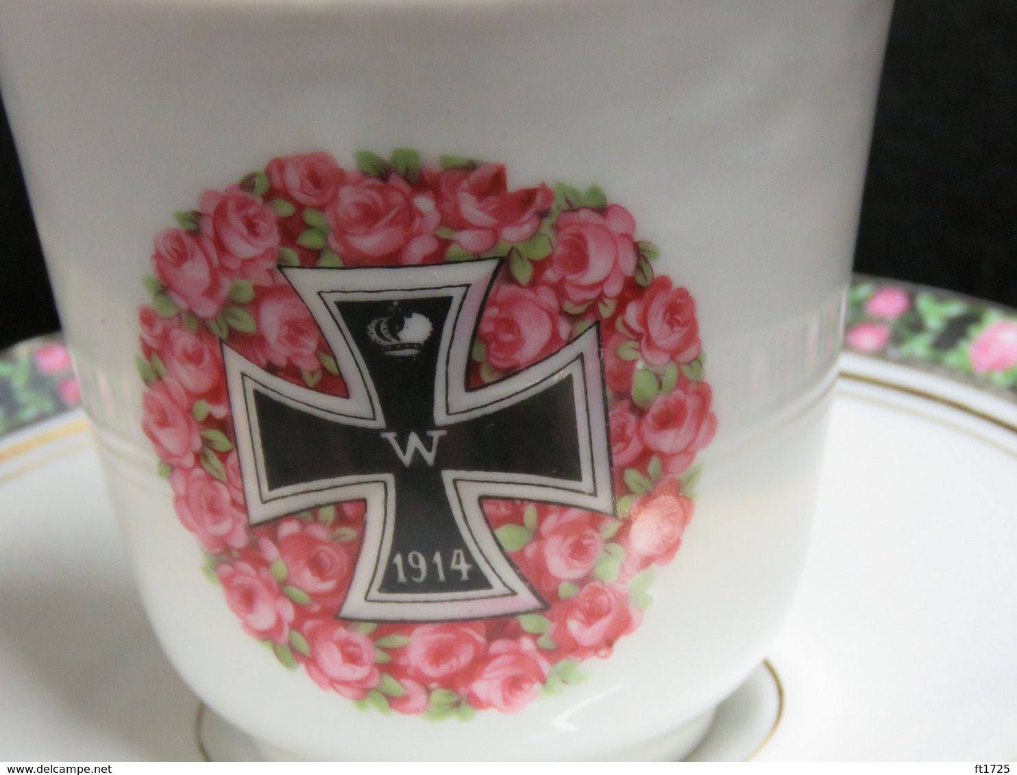 SUPERBE TASSE AVEC SOUCOUPE PATRIOTIQUE ALLEMANDE GUERRE 1914/1918 !!! - 1914-18