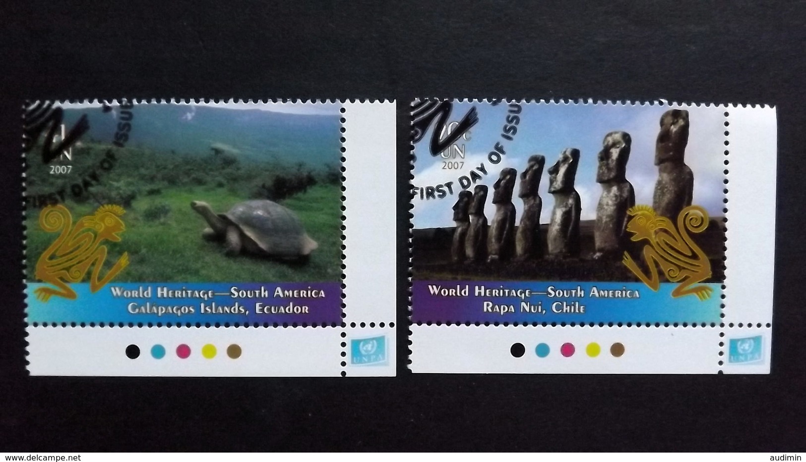 UNO-New York 1066/7 Oo/ESST, UNESCO-Welterbe: Südamerika, Galapagos, Osterinsel - Gebraucht