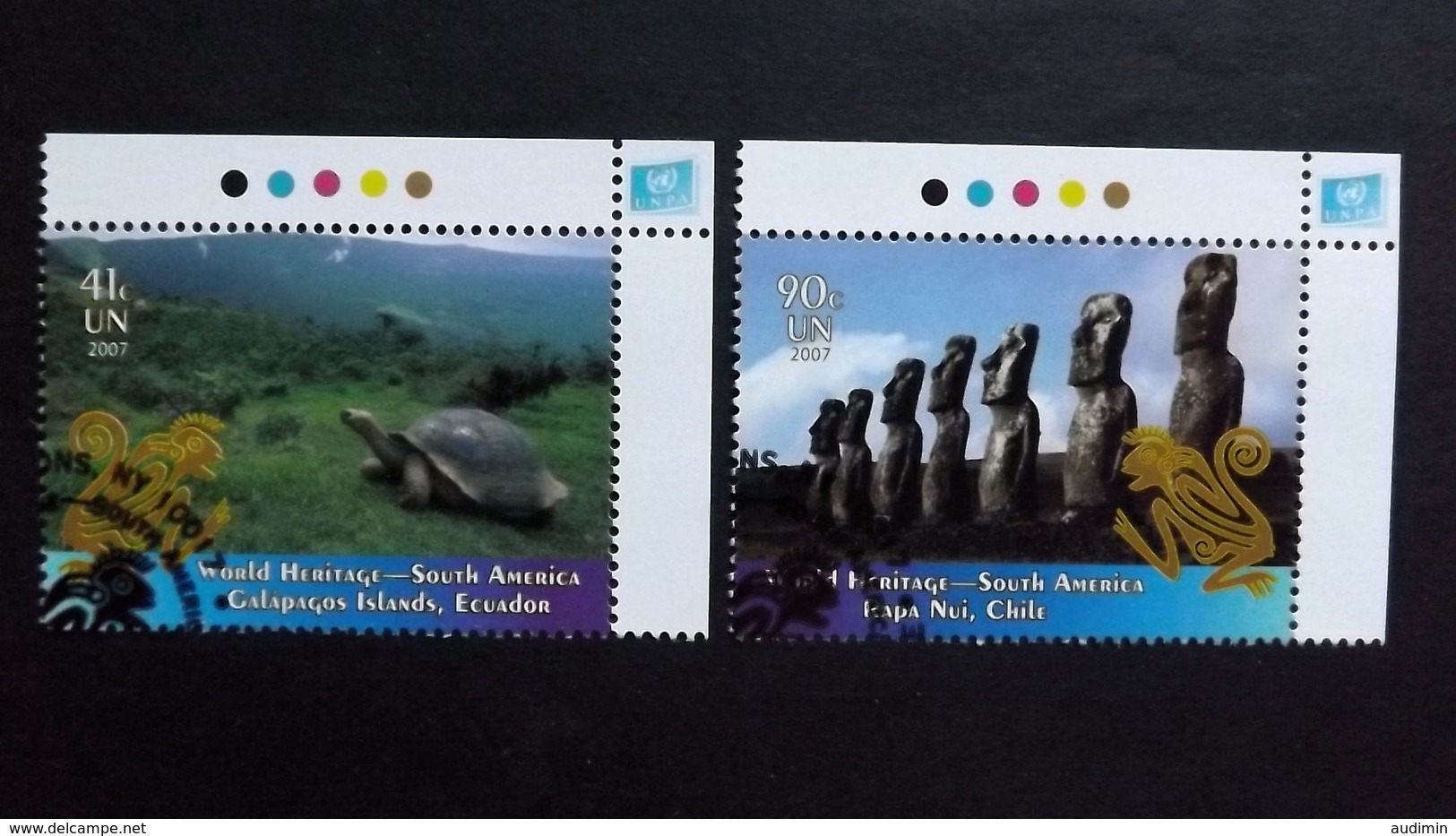 UNO-New York 1066/7 Oo/ESST, UNESCO-Welterbe: Südamerika, Galapagos, Osterinsel - Gebraucht