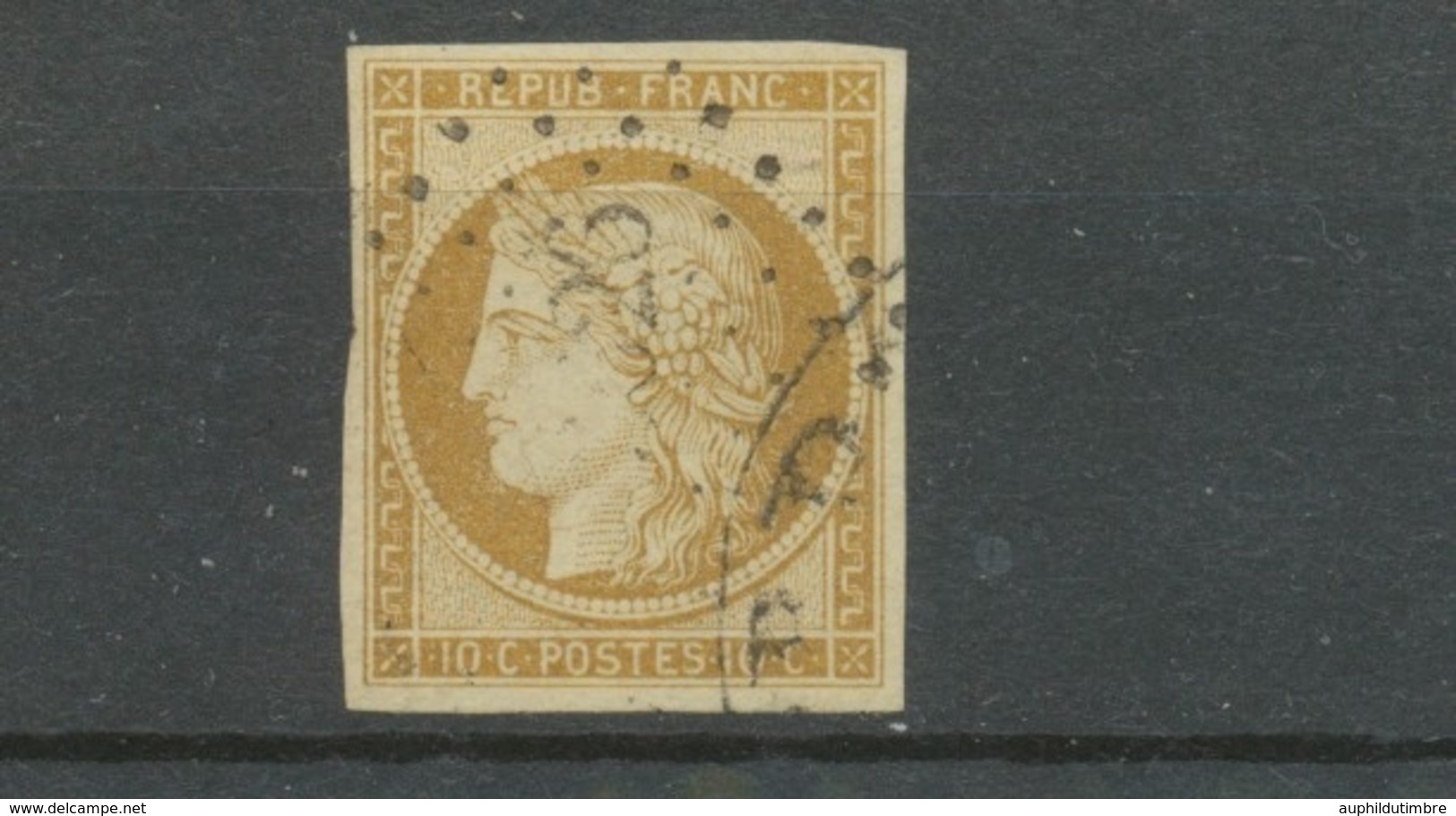 France Classique N°1 10c Bistre-jaune TB Signé Calves + CAD Américain X3837 - 1849-1850 Cérès