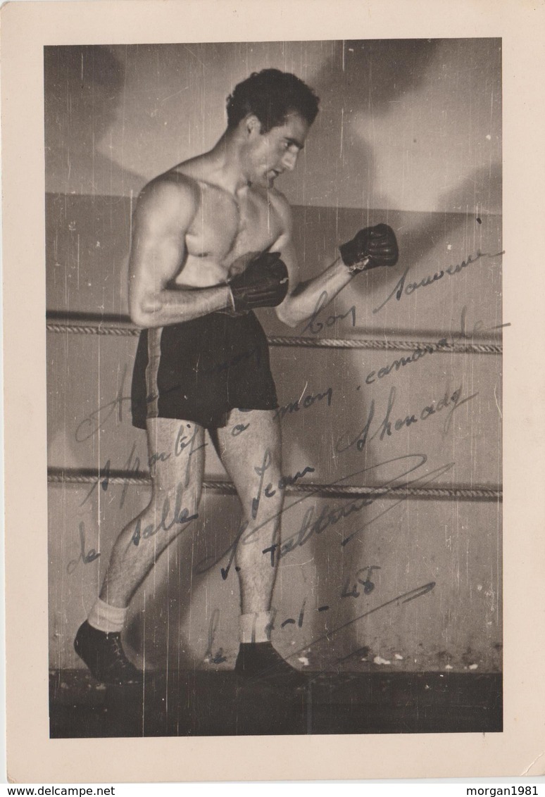 .BOXING.BOKSEN. PHOTO. Gde  12CM X 17CM  BOXEUR  A IDENTIFIER  Serge PALTINIERI ??   SIGNEE 1948 - Boxing