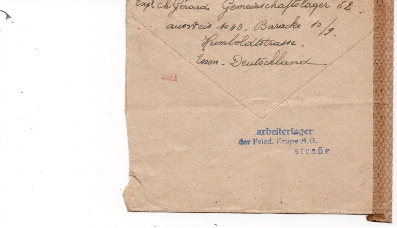 LAC 1943 - Censure - Geoffnet DKW - Au Dos Griffe ARBEILTAGER  Der Fried.Krups A.G. Strasse - ESSEN Sur YT 717 - Cartas & Documentos