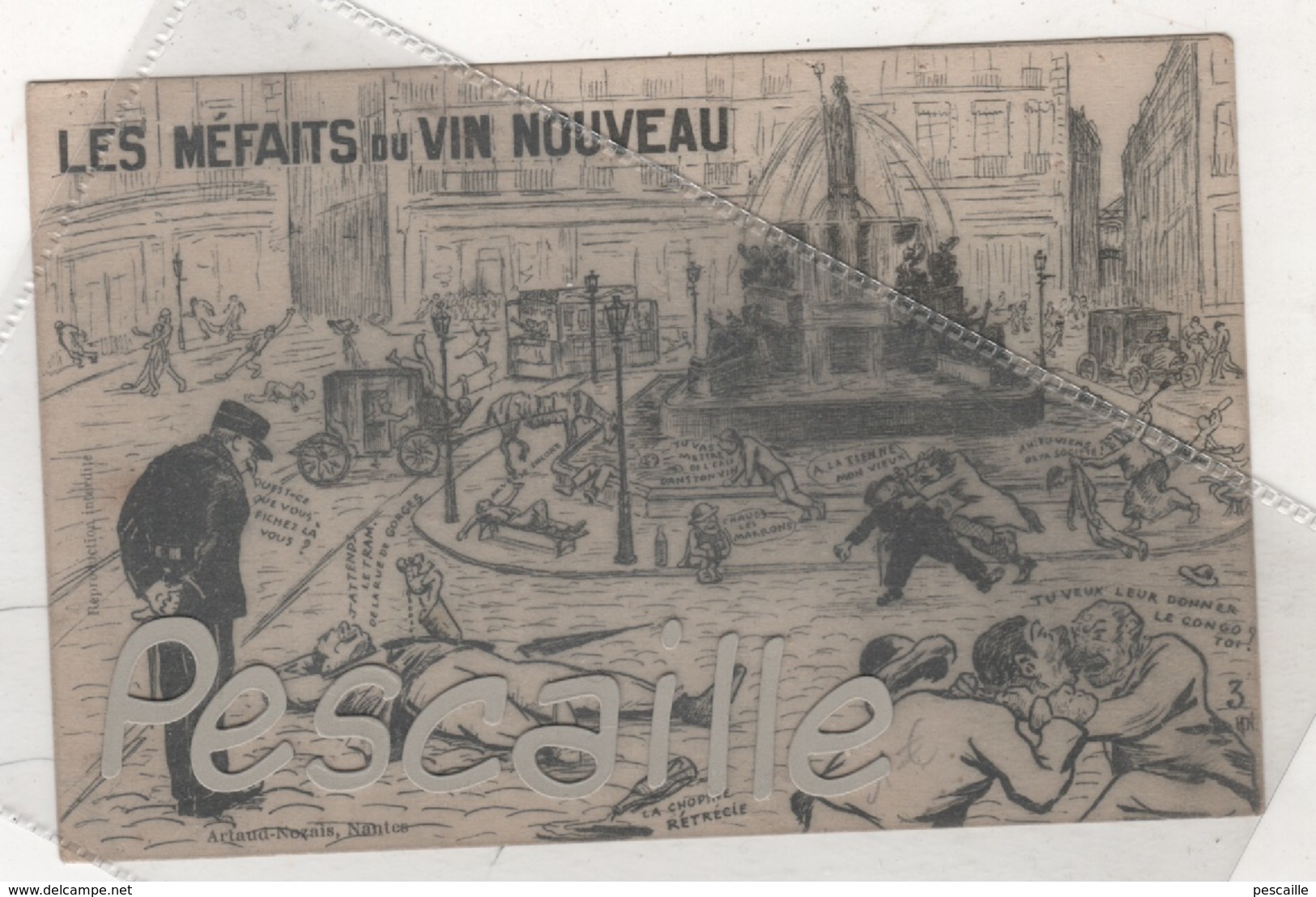 CP ILLUSTRATEUR A IDENTIFIER SIGNEE HN - ALCOOL ALCOOLISME - LES MEFAITS DU VIN NOUVEAU - ARTAUD NOZAIS NANTES N°3 - Altri & Non Classificati