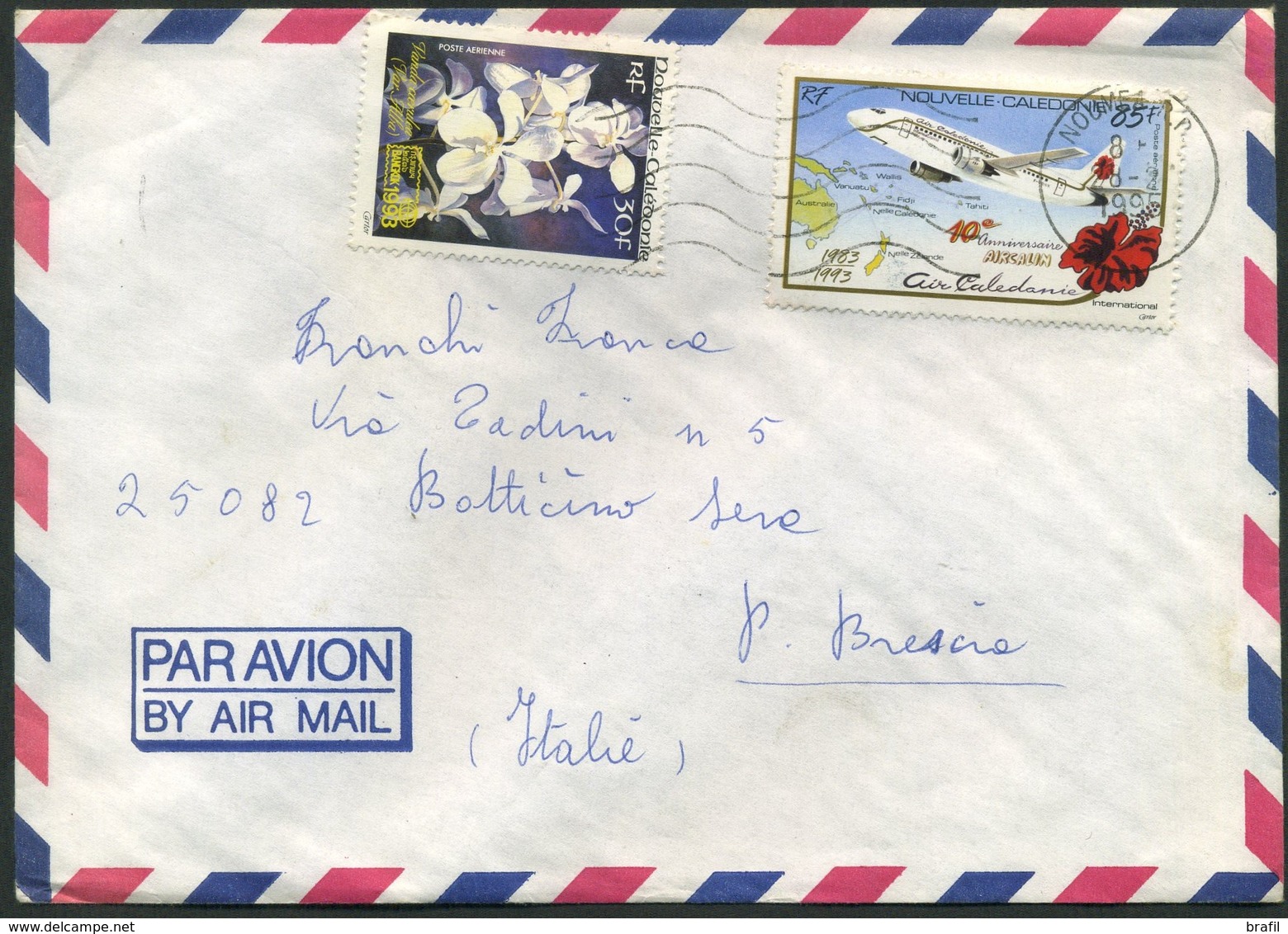1995 Nuova Caledonia, Lettera In Posta Aerea Per L'Italia Timbro Di Arrivo - Cartas & Documentos