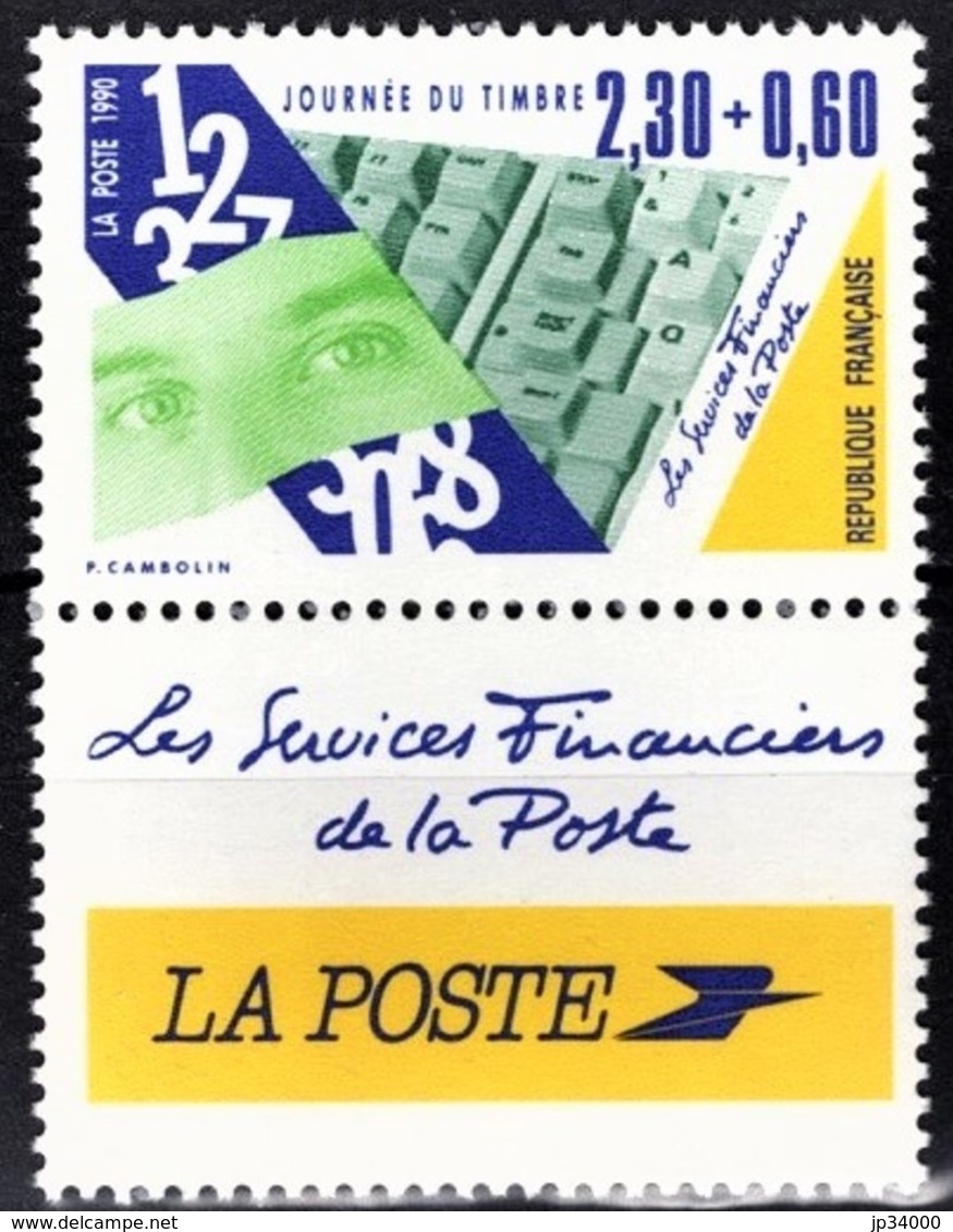 FRANCE 1990 JOURNEE DU TIMBRE. Yvert N° 2640 Avec Logo Attenant Issu Du Carnet. ** Neuf Sans Charnière. MNH - Neufs