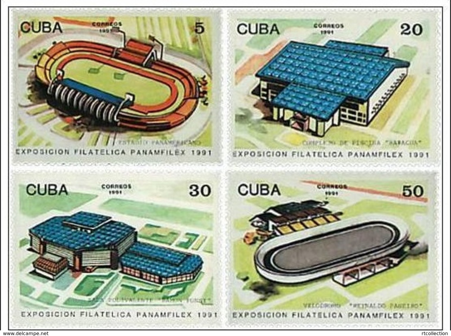 Cuba 1991 Pan-American Stamp Exhibition PANAMFILEX Architecture Place Expo Architecture Stadium Place Stamps MNH - Other & Unclassified