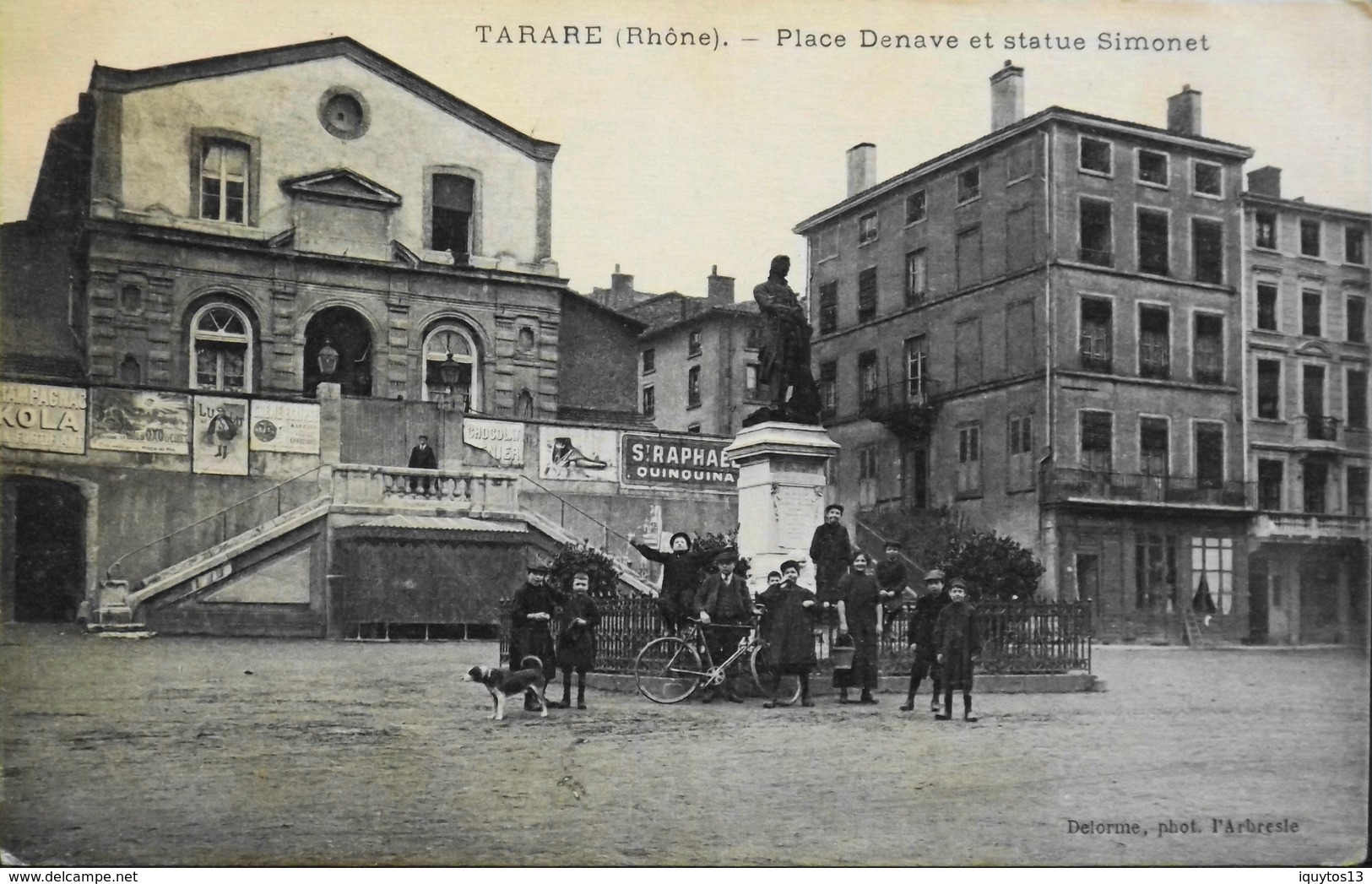 C.P.A. - FR. [69] Rhône > Tarare > Place Denave Et Statue Simonet - Très Animée Daté 1914 - BE - Tarare