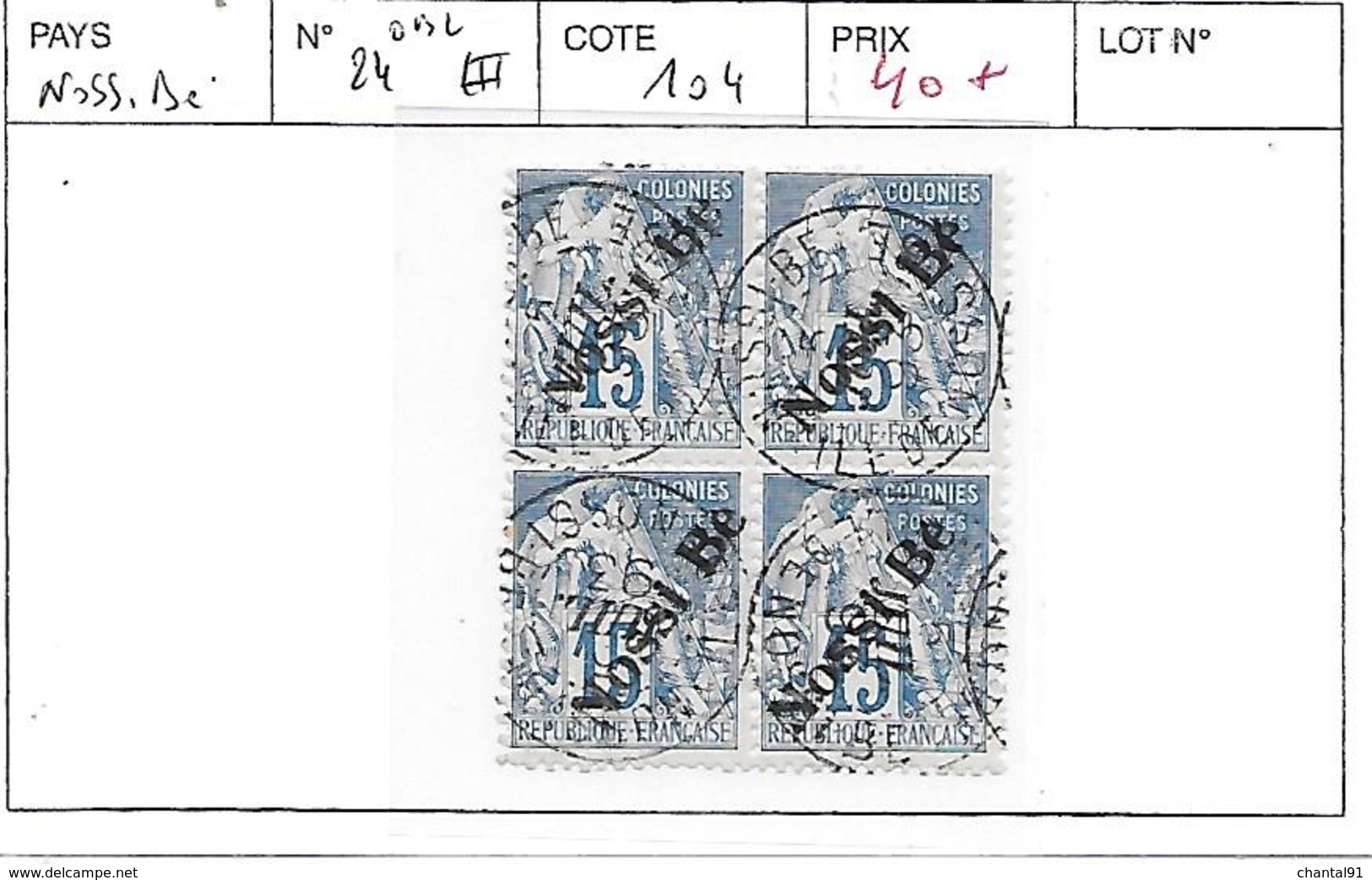 NOSSIBBE N° 24 OBL BLOC 4 - Gebruikt