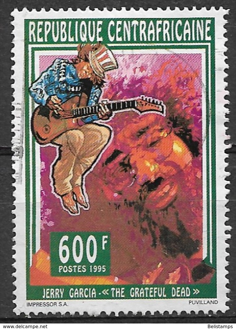 Central African Republic 1995. Scott #1098 (U) Entertainer, Jerry Garcia (Grateful Dead) - Central African Republic